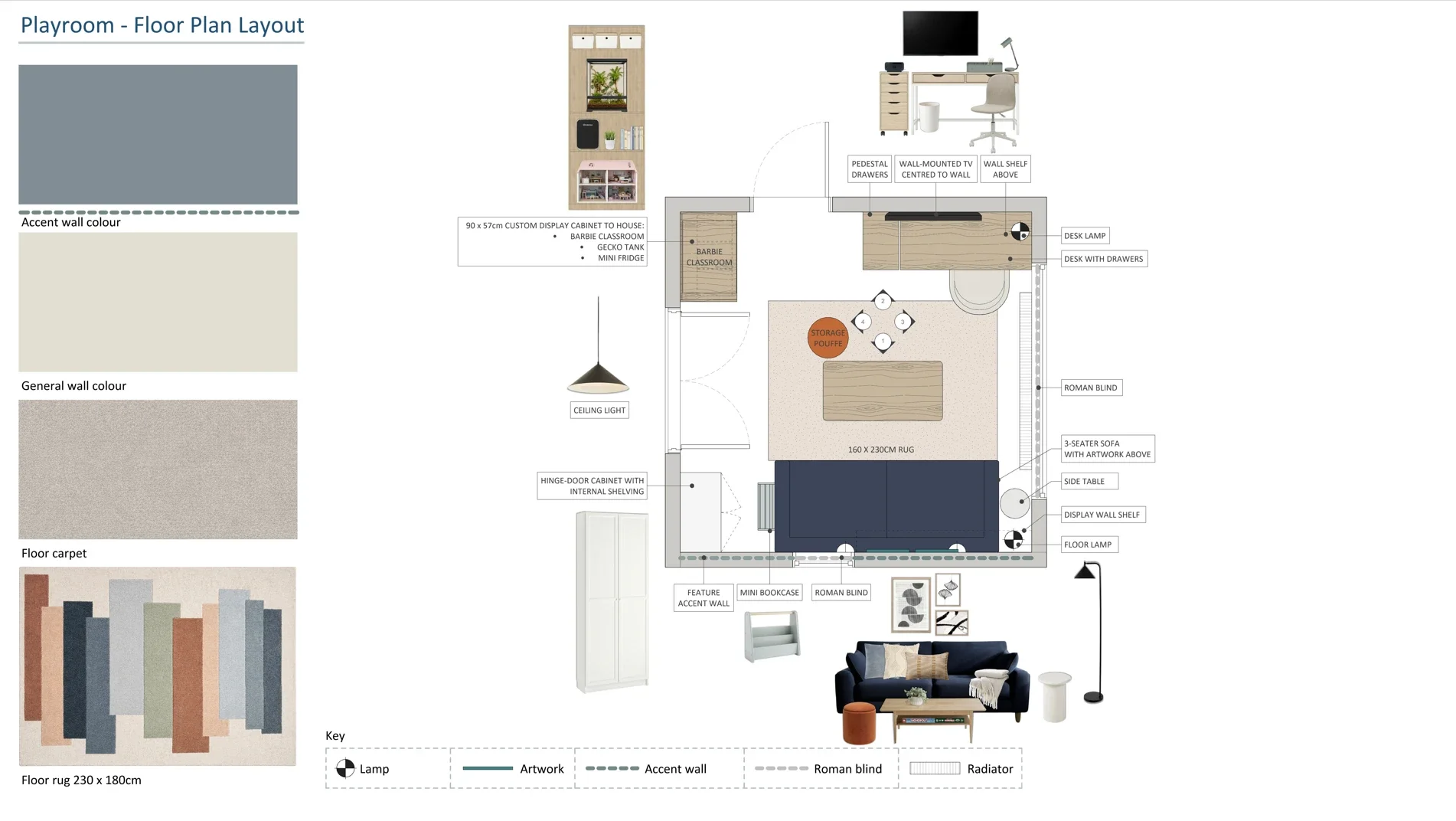 Multi-purpose tween room with storage layout