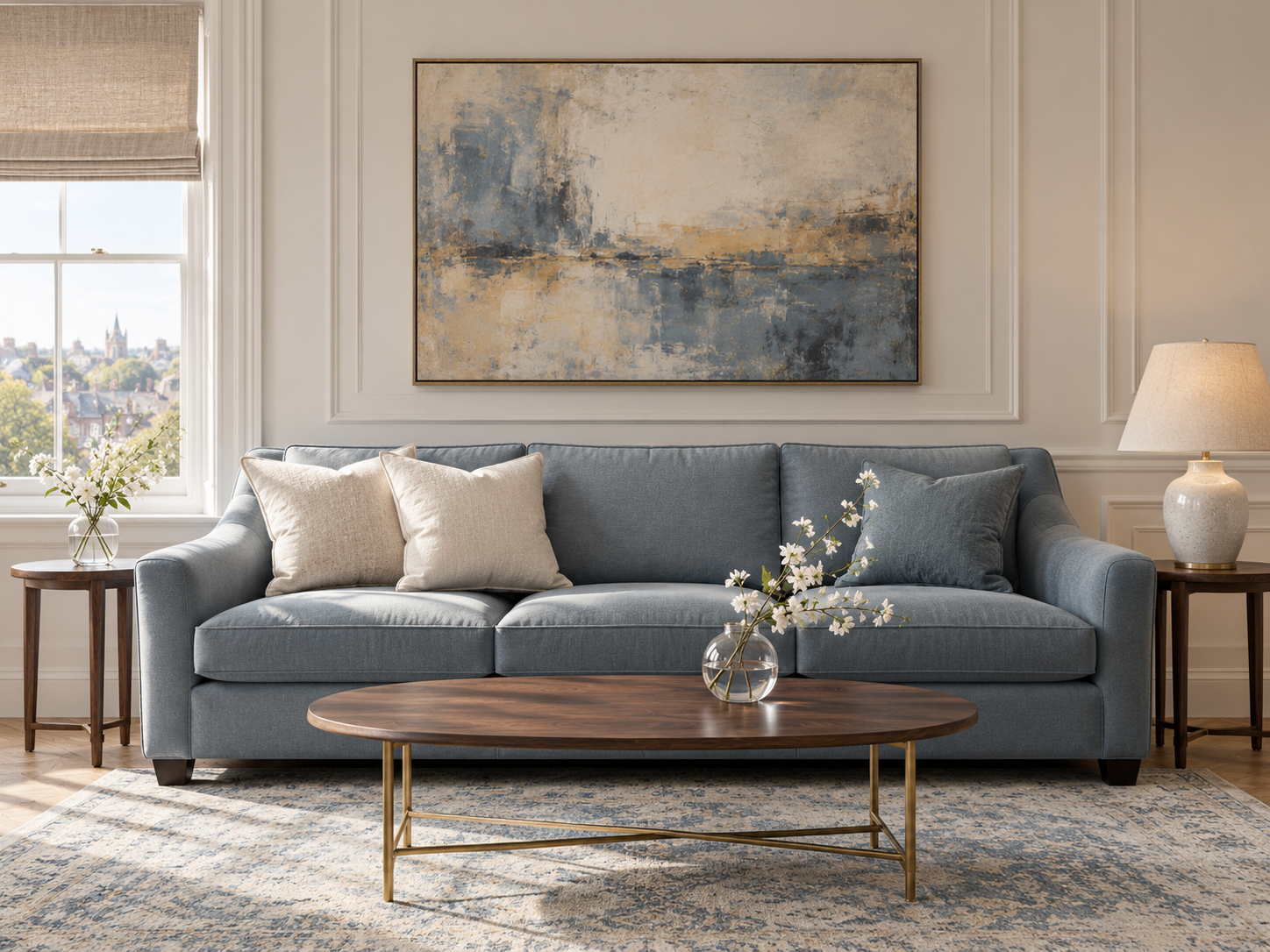 Dusty Blue Sofa with Ochre Abstract Art-7.png