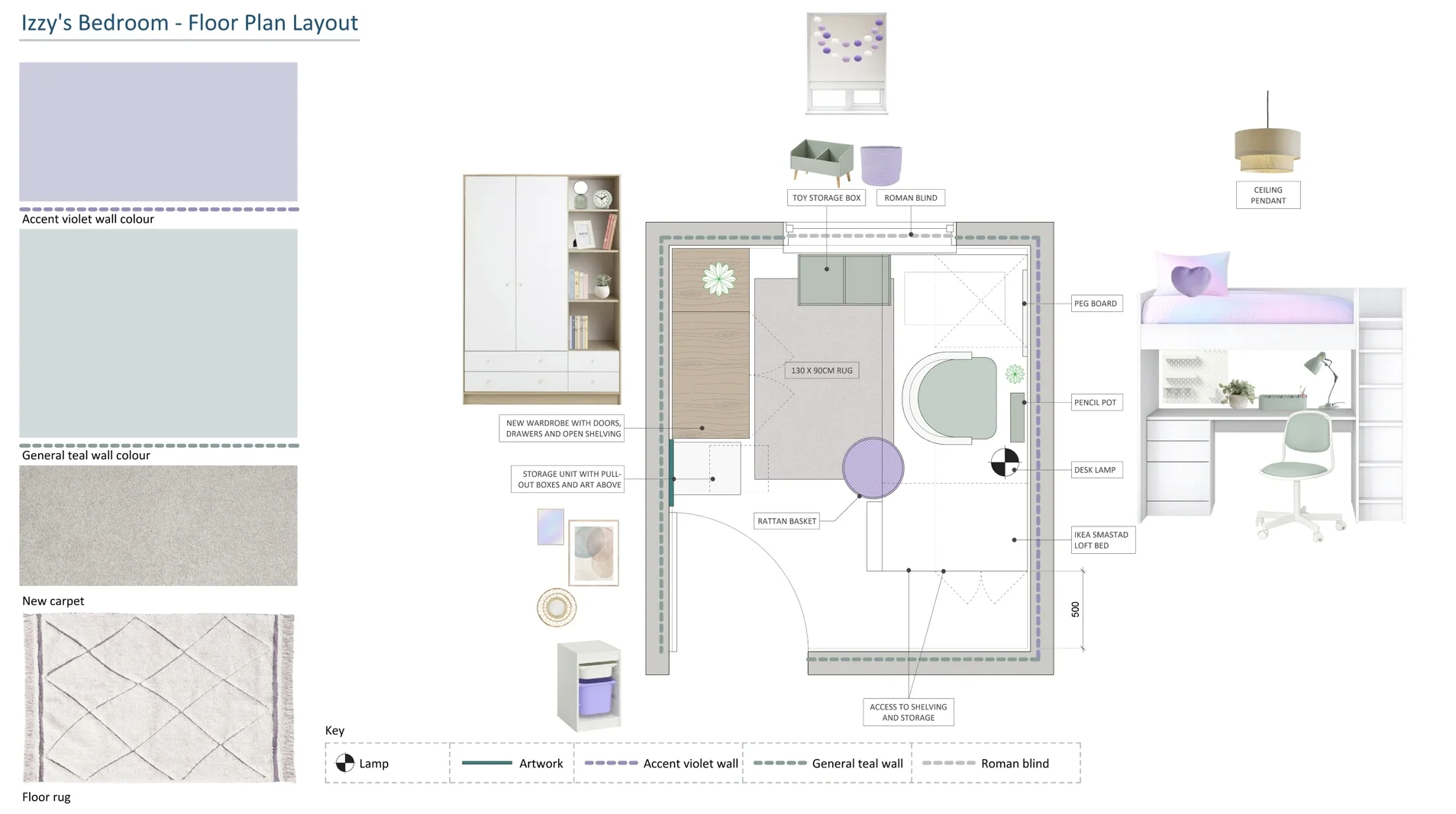 Compact girls bedroom combining sleeping, studying and organised storage
