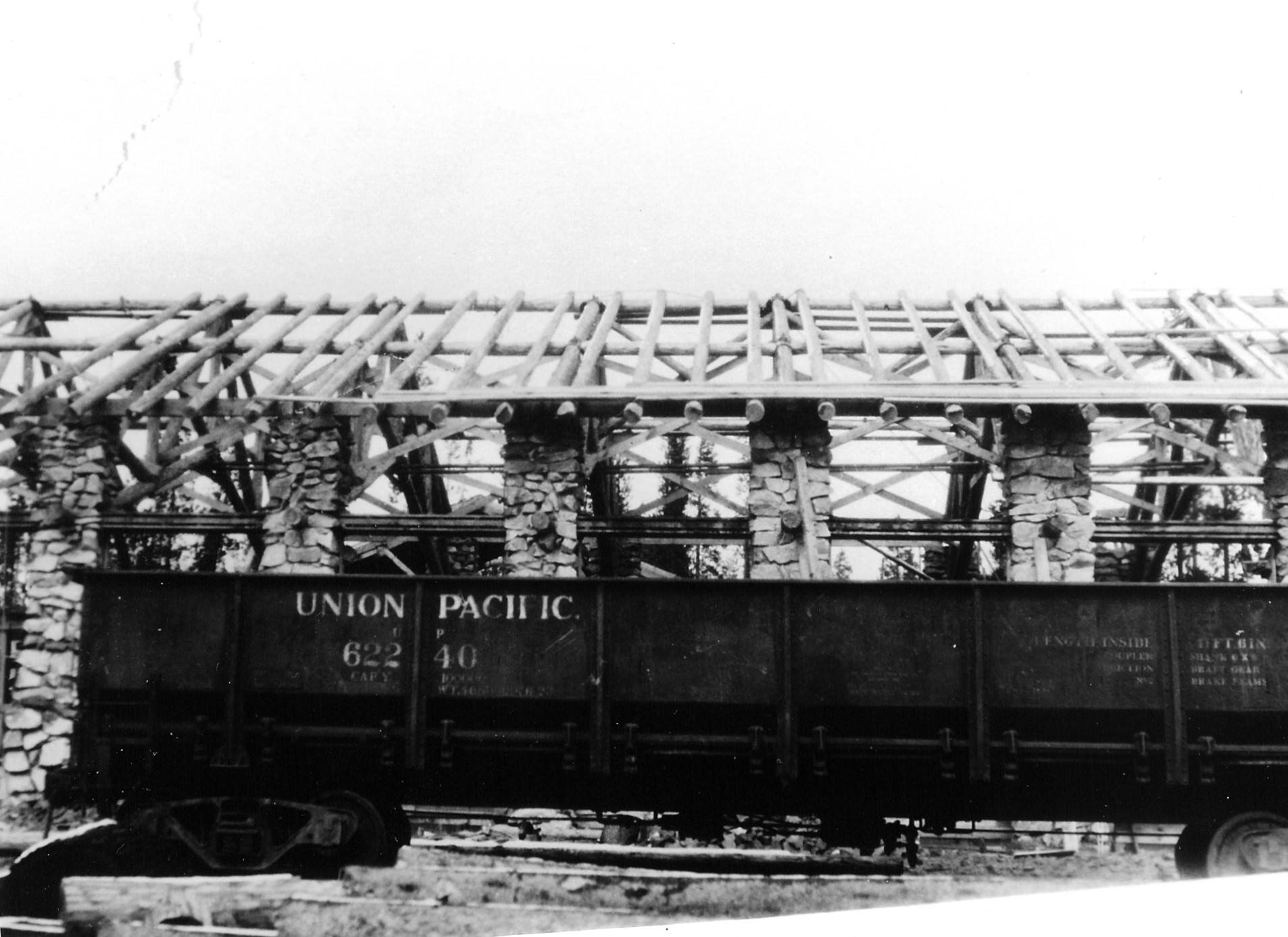  Construction of Union Pacific Dining Lodge, circa 1925.  