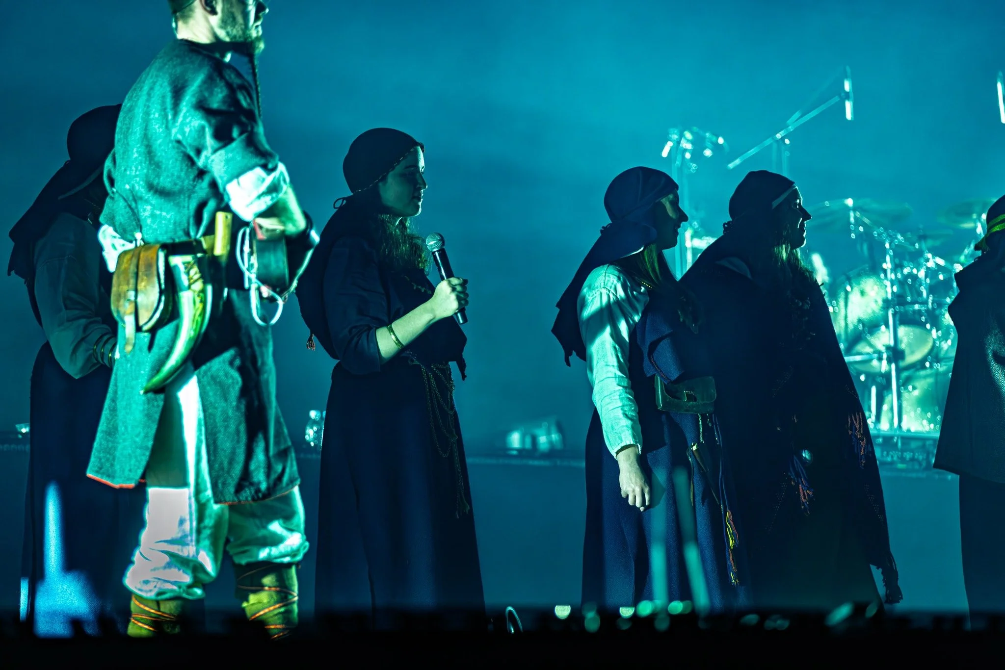 Collaboration with metal group Skyforger as part of folklore group Skandinieki, 05.2025. Photo -Matīss Galzons