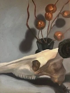 "Animal Skull",  Oil paint on canvas board, 11" x 14"