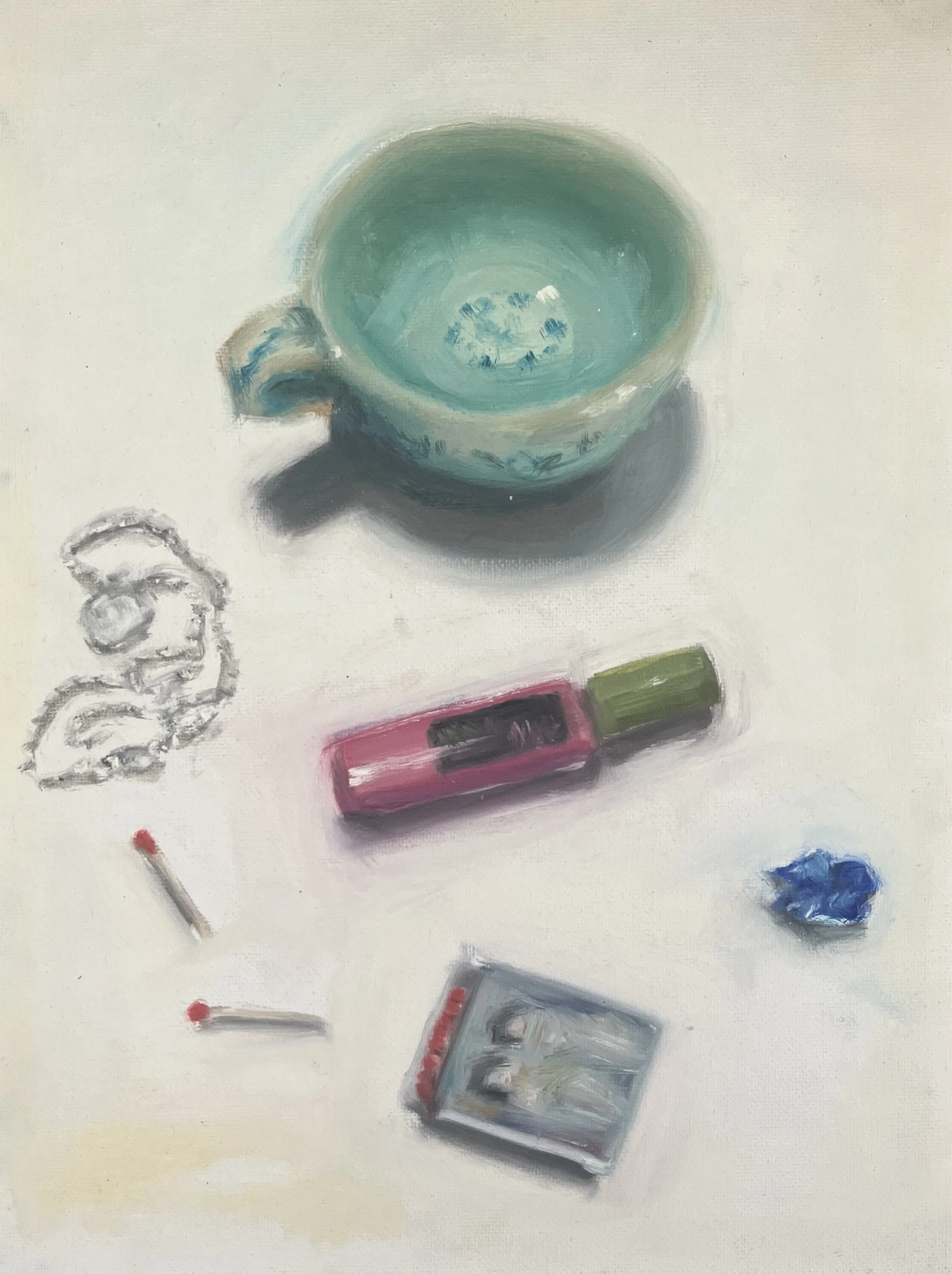 "My Things", oil on canvas board, 8" x 12"