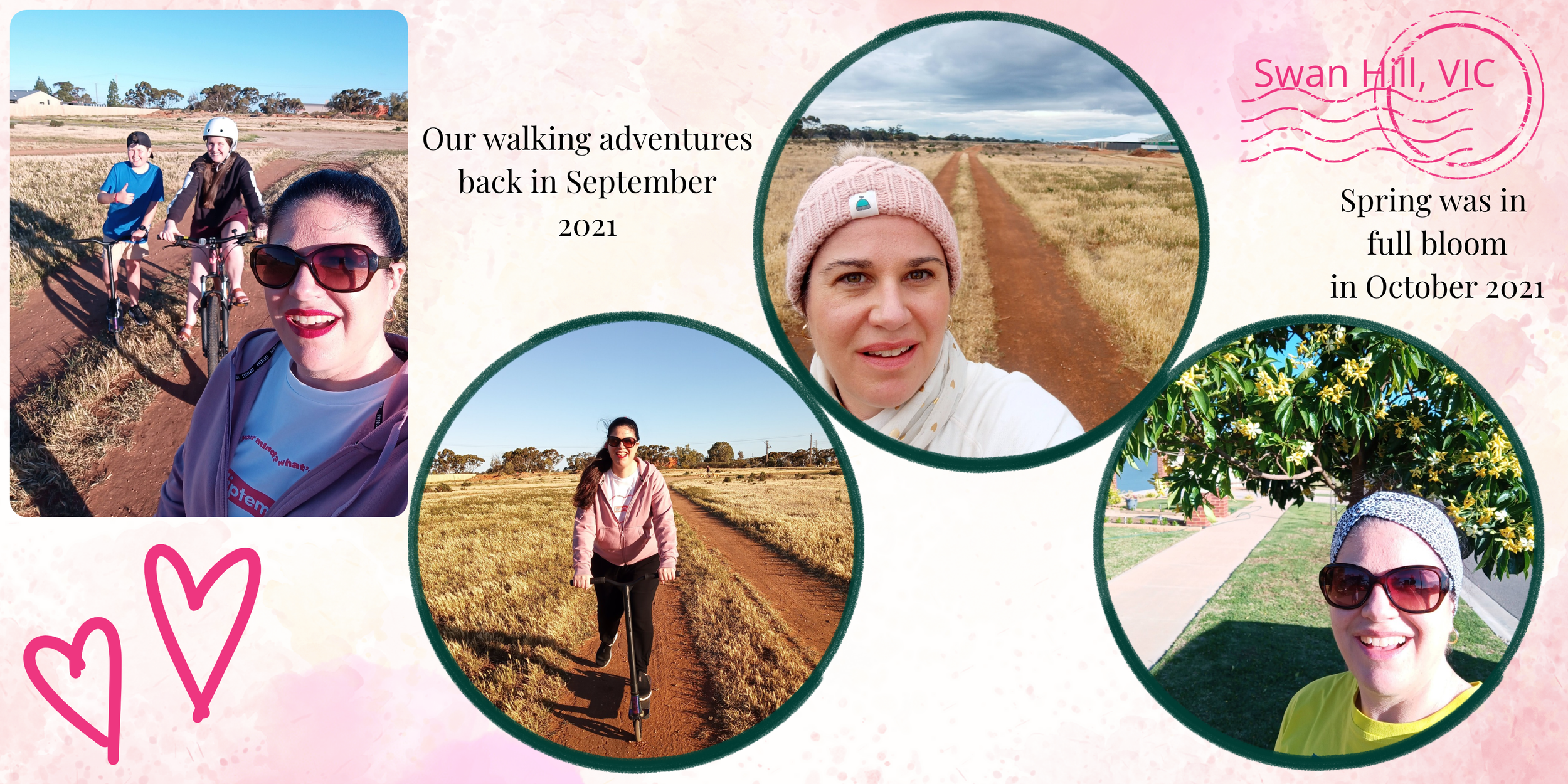Photos from Brooke’s family walking, bike and scooter adventures around Swan Hill during September and October 2021.