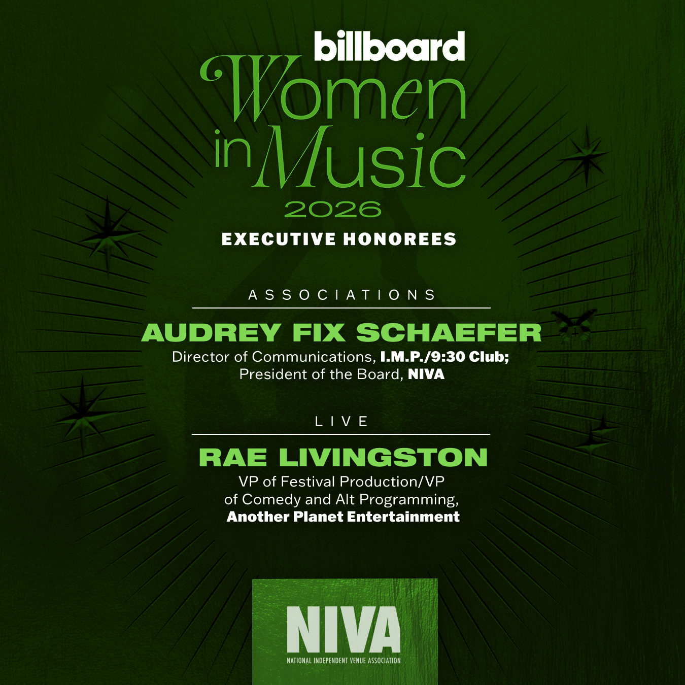 Billboard's 2026 Women in Music, Associations Category: Audrey Fix Schaefer