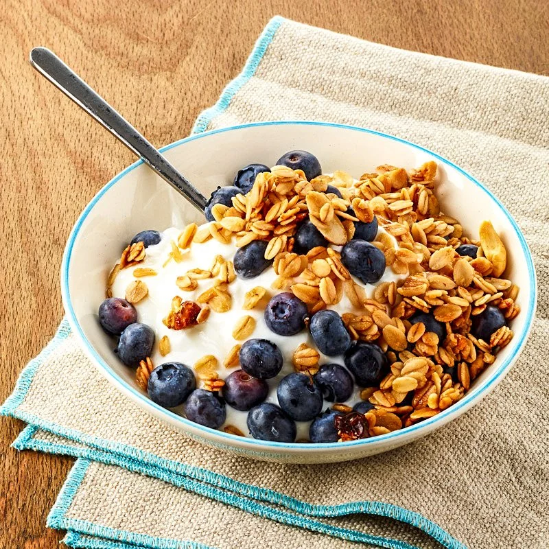 Snack #1: Greek Yogurt, Blue Berries, & Granola
