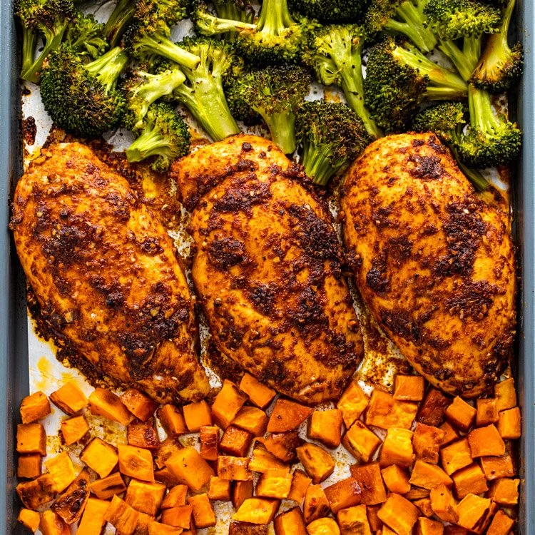 Dinner: Grilled Chicken, Roasted Potatoes, and Broccoli