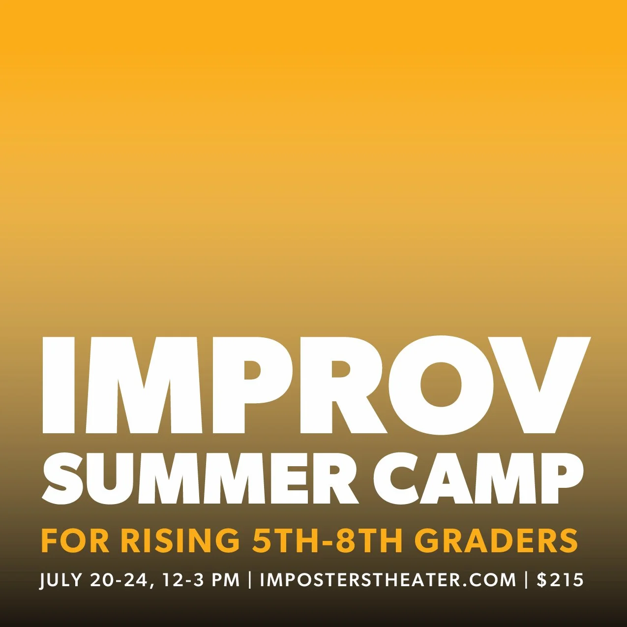 Youth Improv Summer Camp for Rising 5th-8th Graders!