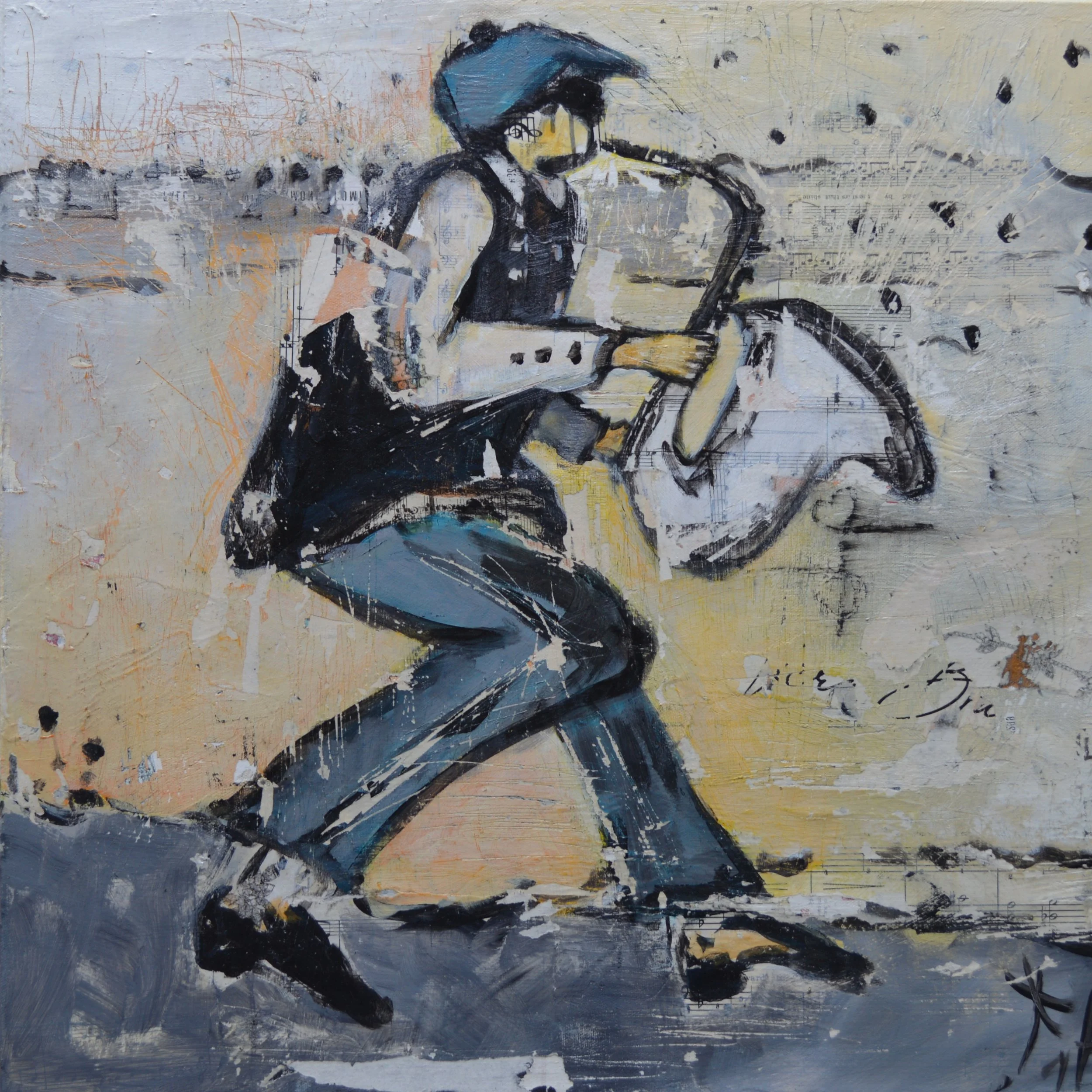 PLAYING ROGUE - He played his way straight into the heart of an art collector. His music now echoes freely from a high-rise in West Vancouver, and no longer confined to studio storage in my basement. Free at last.

#thereseljoseph #handmade #art #art