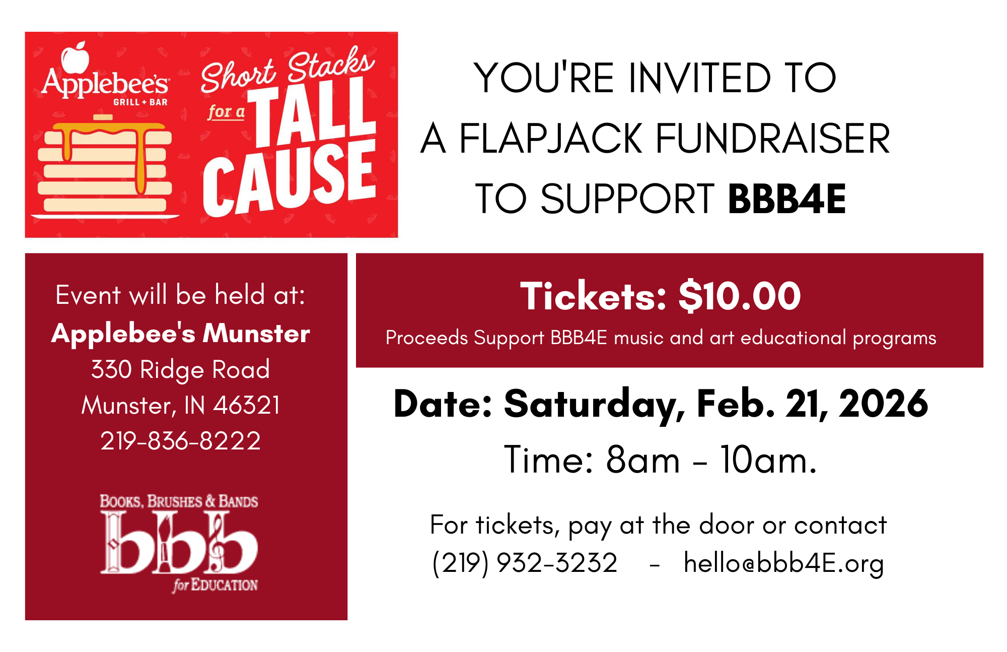 Flapjack Fundraiser - Munster Applebee's