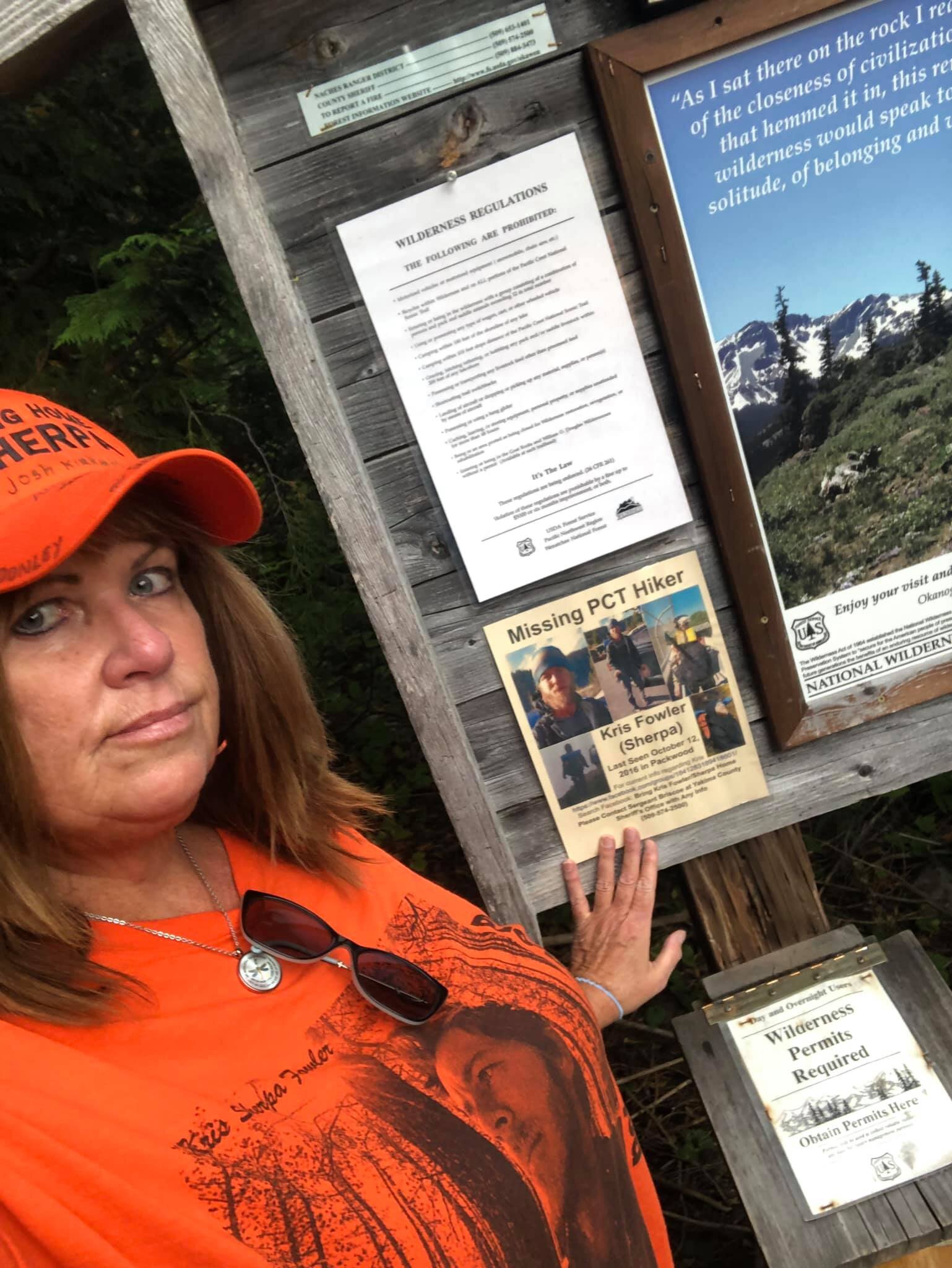 Sally Fowler at White Pass Trailhead PCT Washington