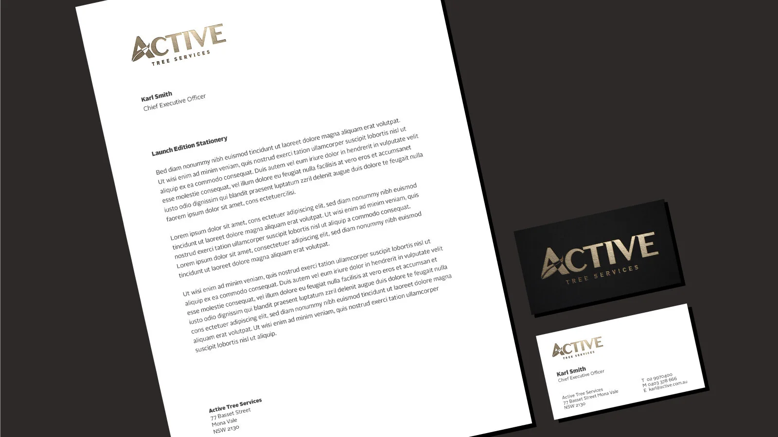 Active Tree Services Letter head and branding by Ox brand