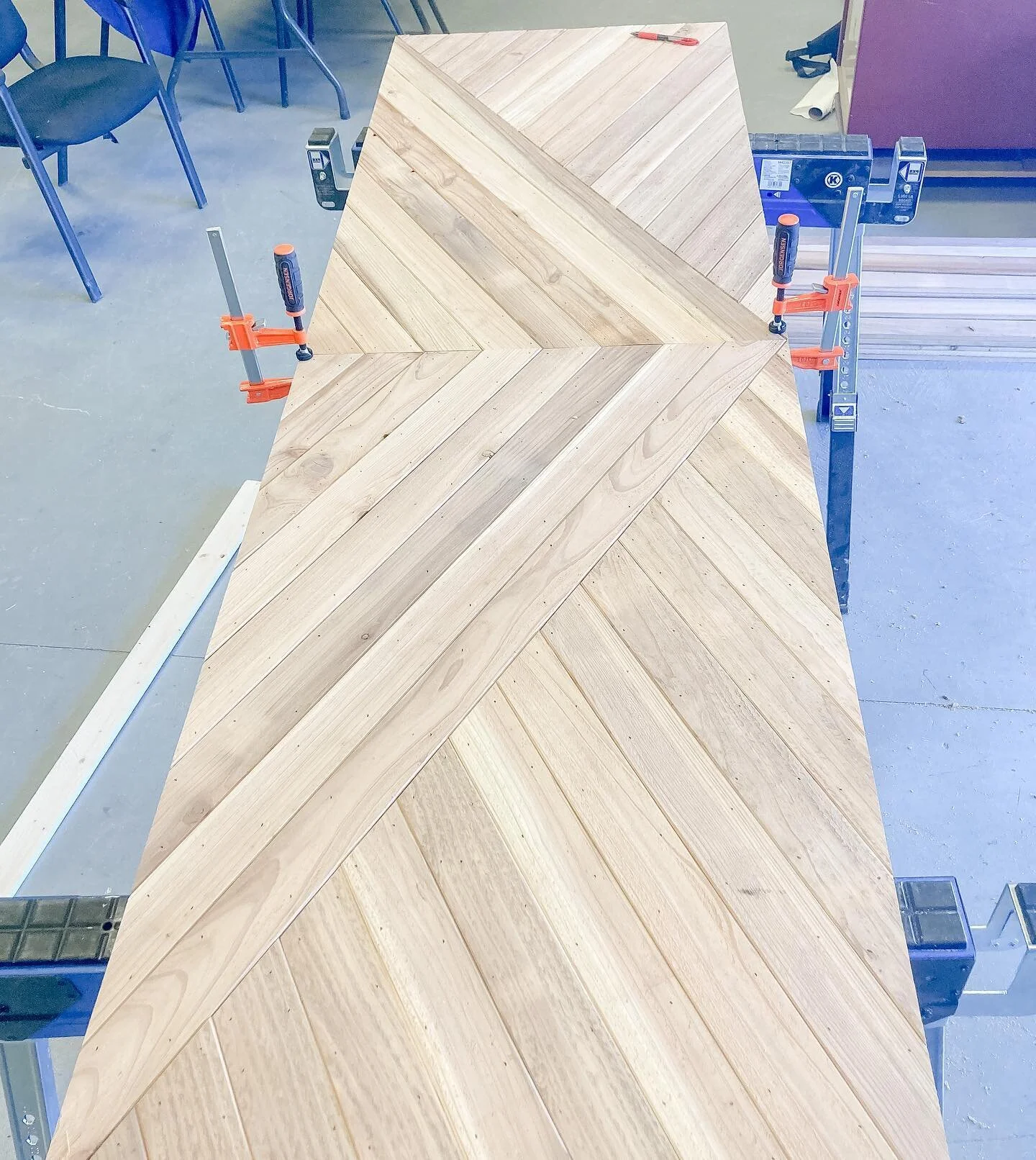 Custom cedar farmhouse door. The first of three to have the panels attached to the base. Progress pictures to come!