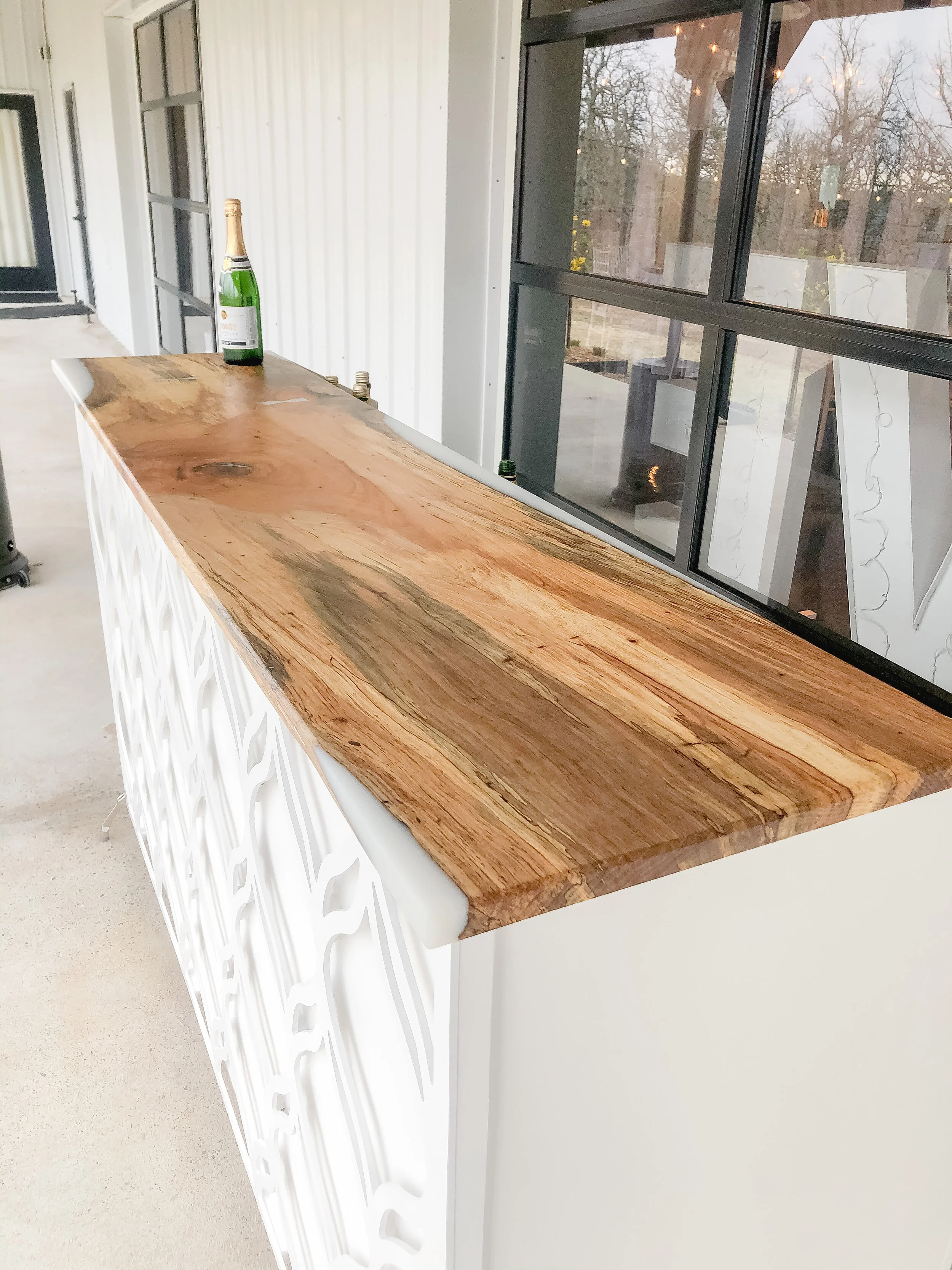 Custom handmade white bar with wood top wedding rental high end luxury woodworking  (8).JPG