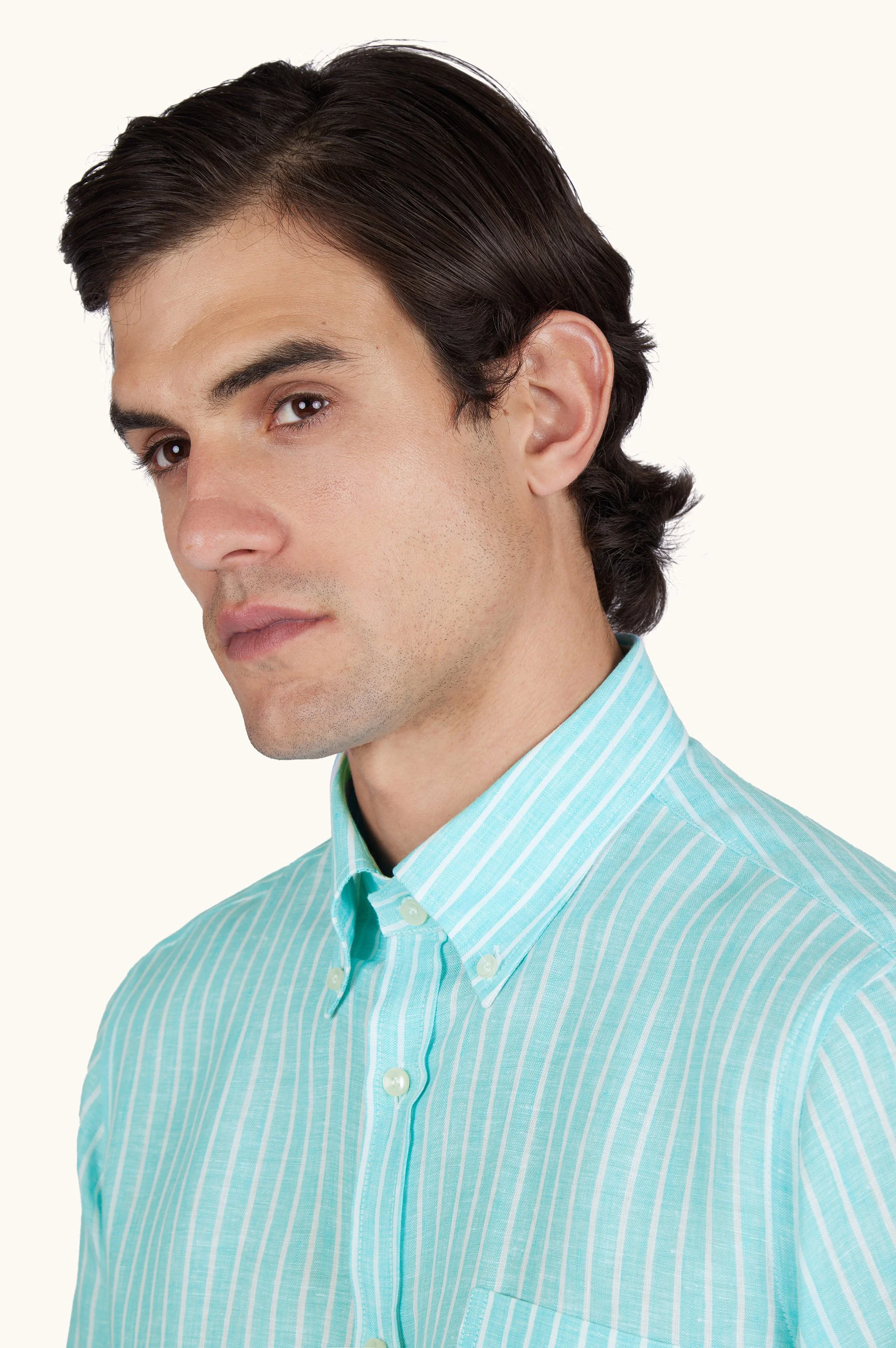 Paul & Shark Soffio linen shirt with striped pattern in Aqua
