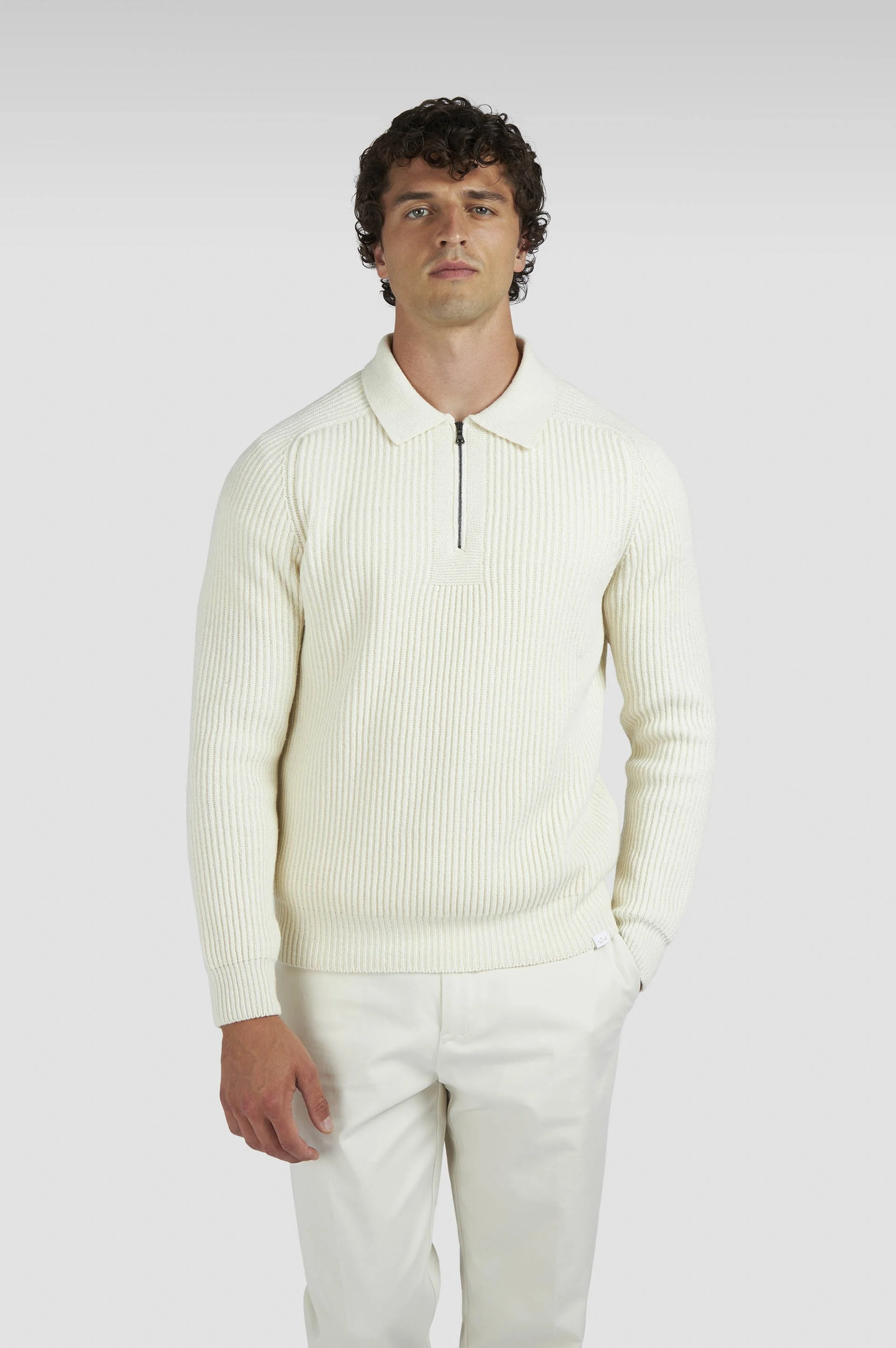 Paul & Shark  Zipped Re-Wool polo shirt                                                          Ivory
