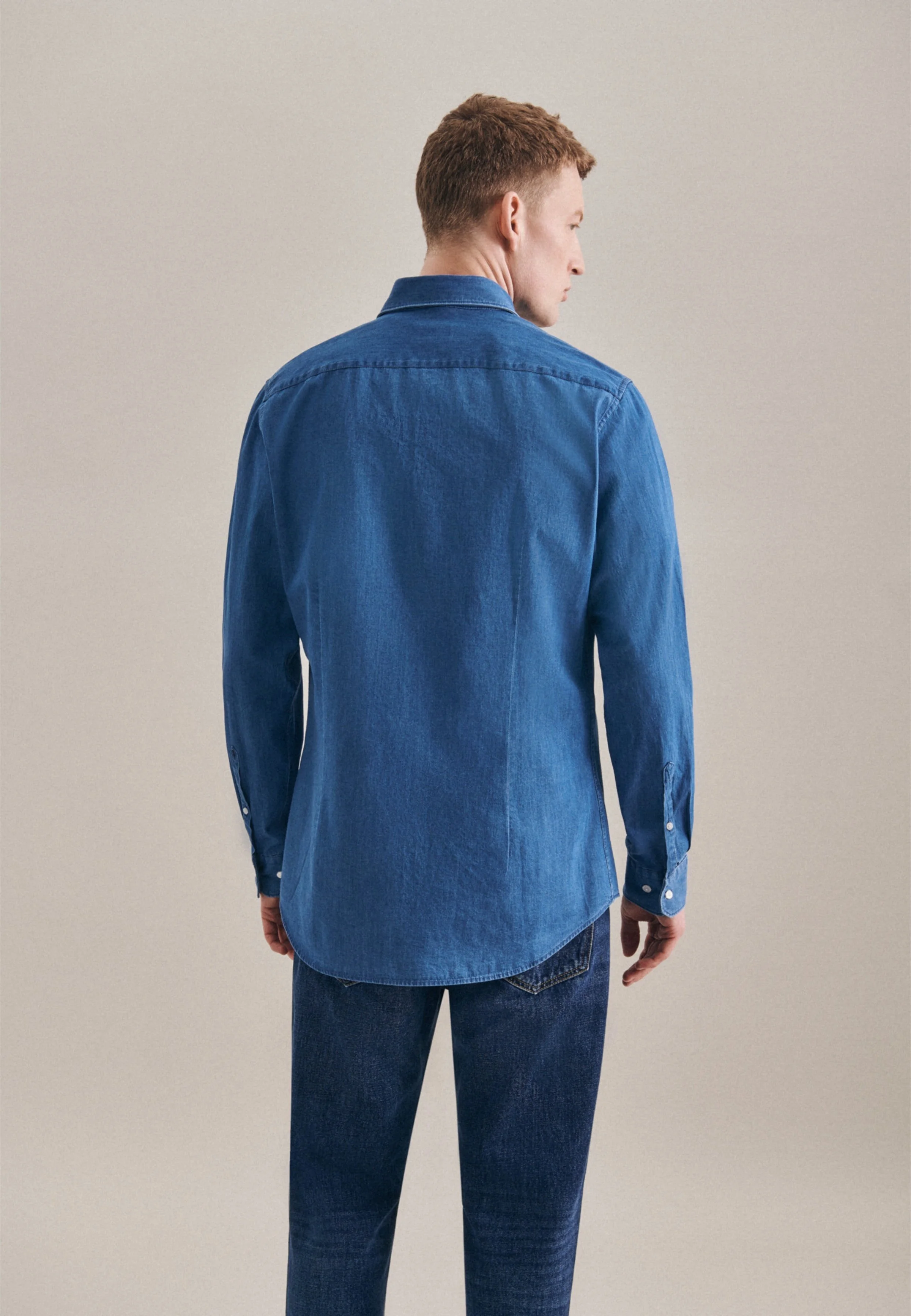 Seidensticker Darker Wash Denim Cotton 