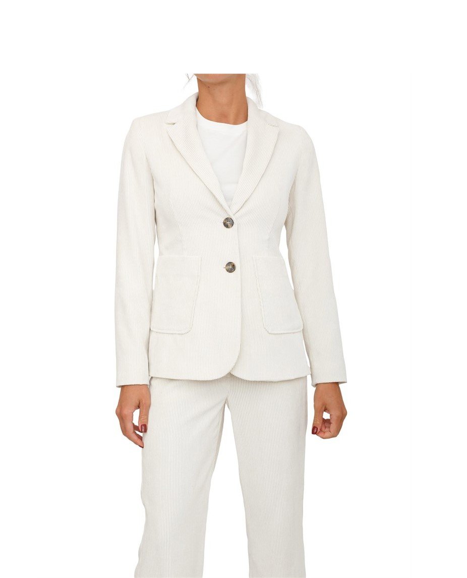 Emme Marella Stretch Corduroy Jacket                            Eggshell