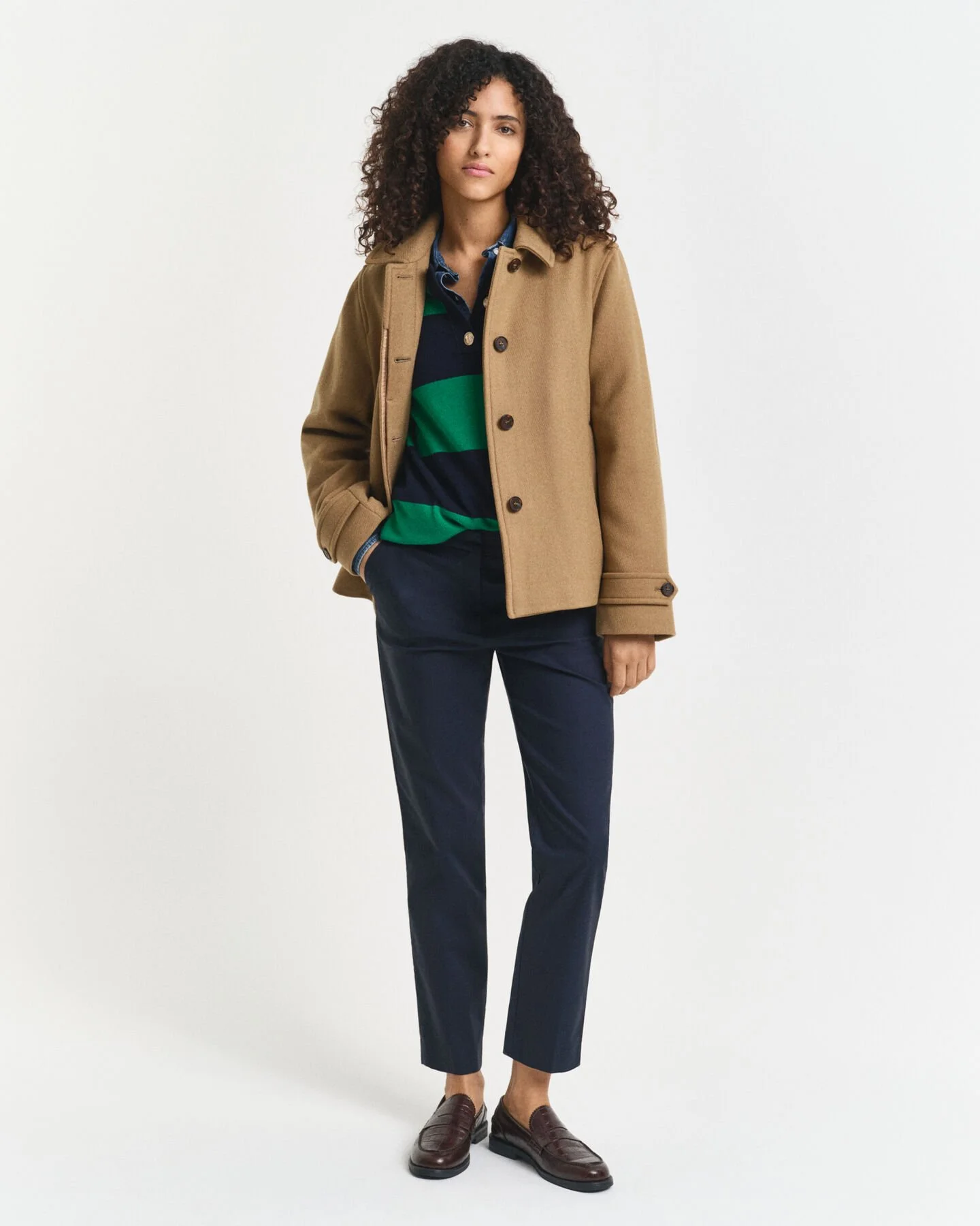 Gant Wool Blend Short Car Coat                             Warm Khaki