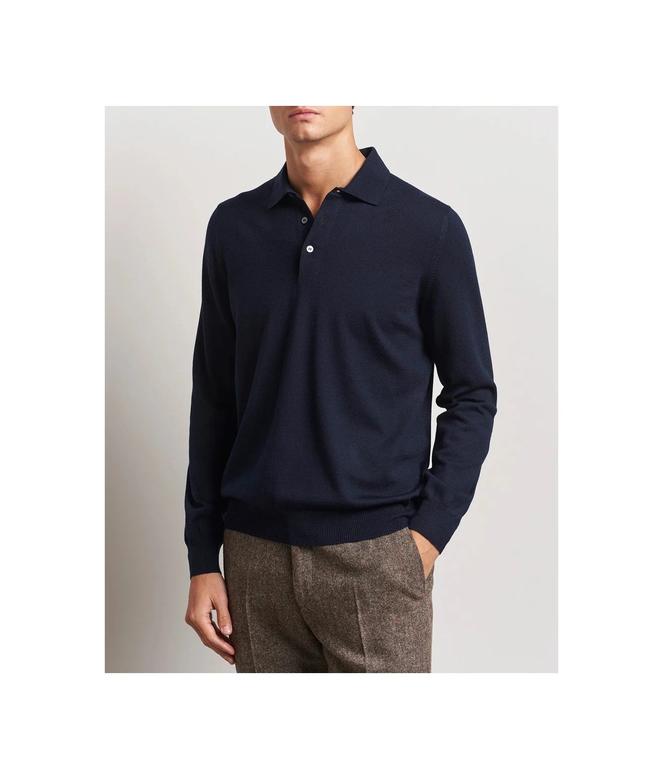 Gran Sasso Navy Extra Fine Merino Wool Polo