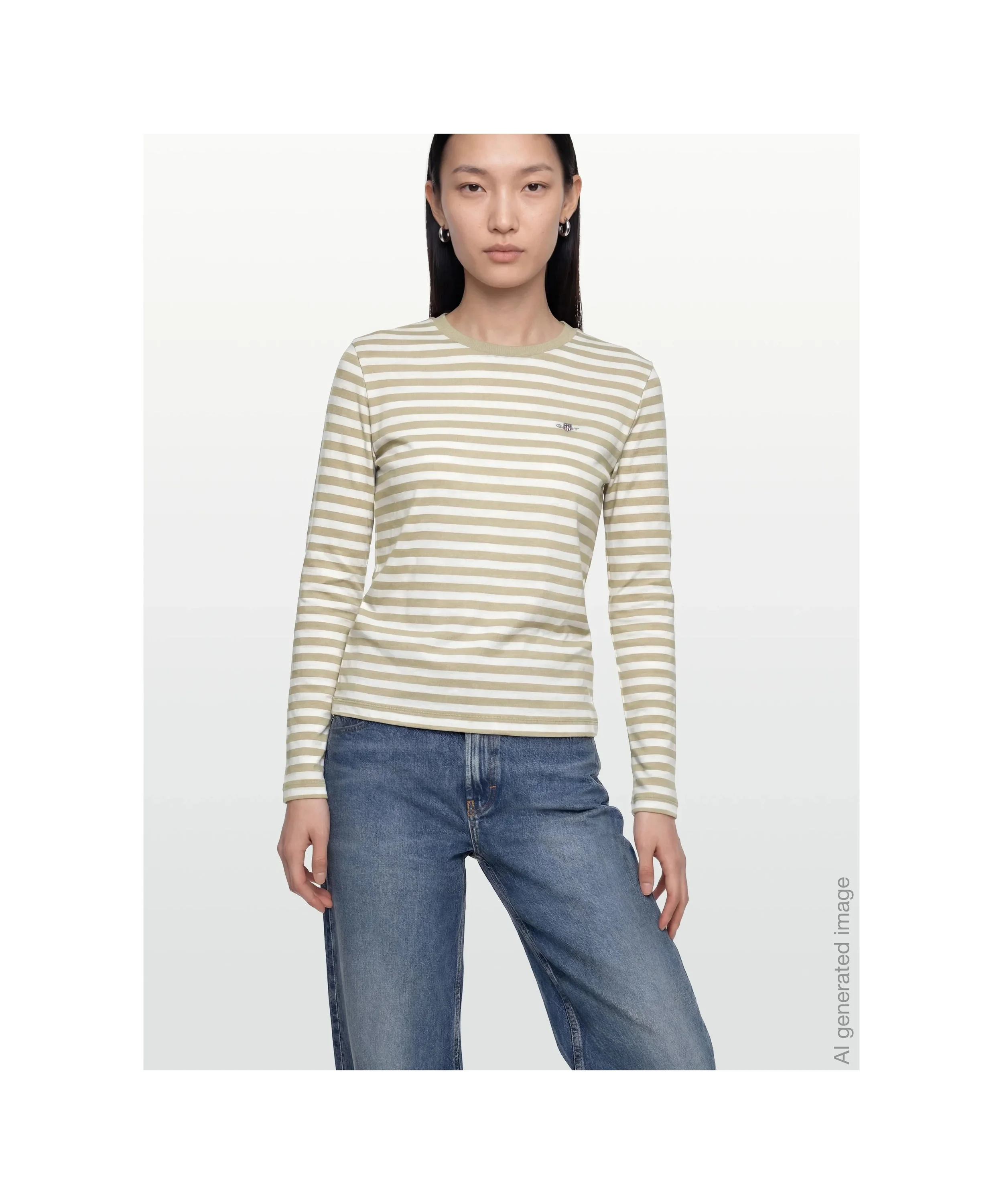Gant Long Sleeve T-SHIRT -                             Country Beige