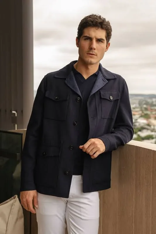 Canali Casual Safari Jacket                                Navy