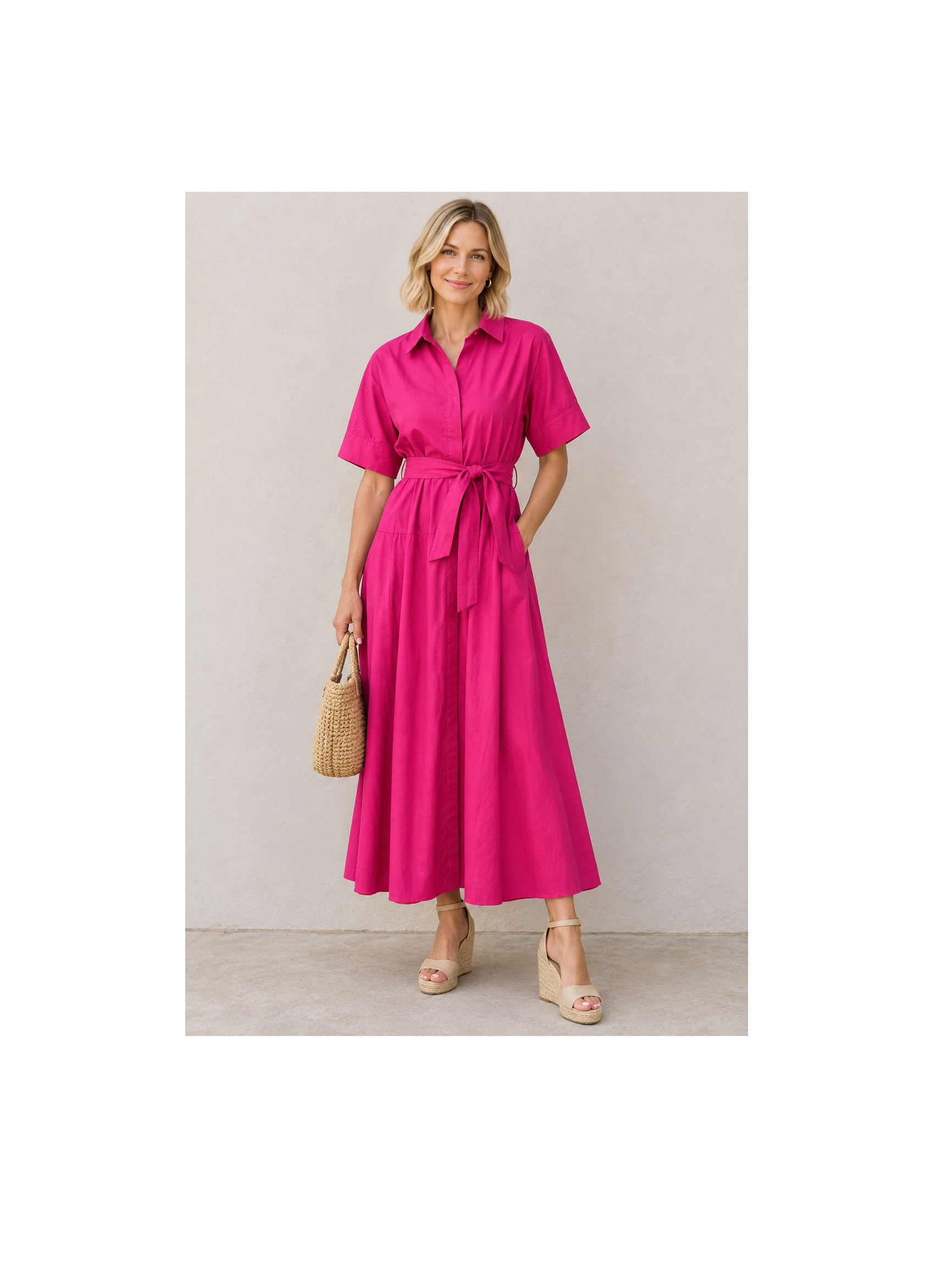 Emme Marella Shirt Dress.           Fuchsia