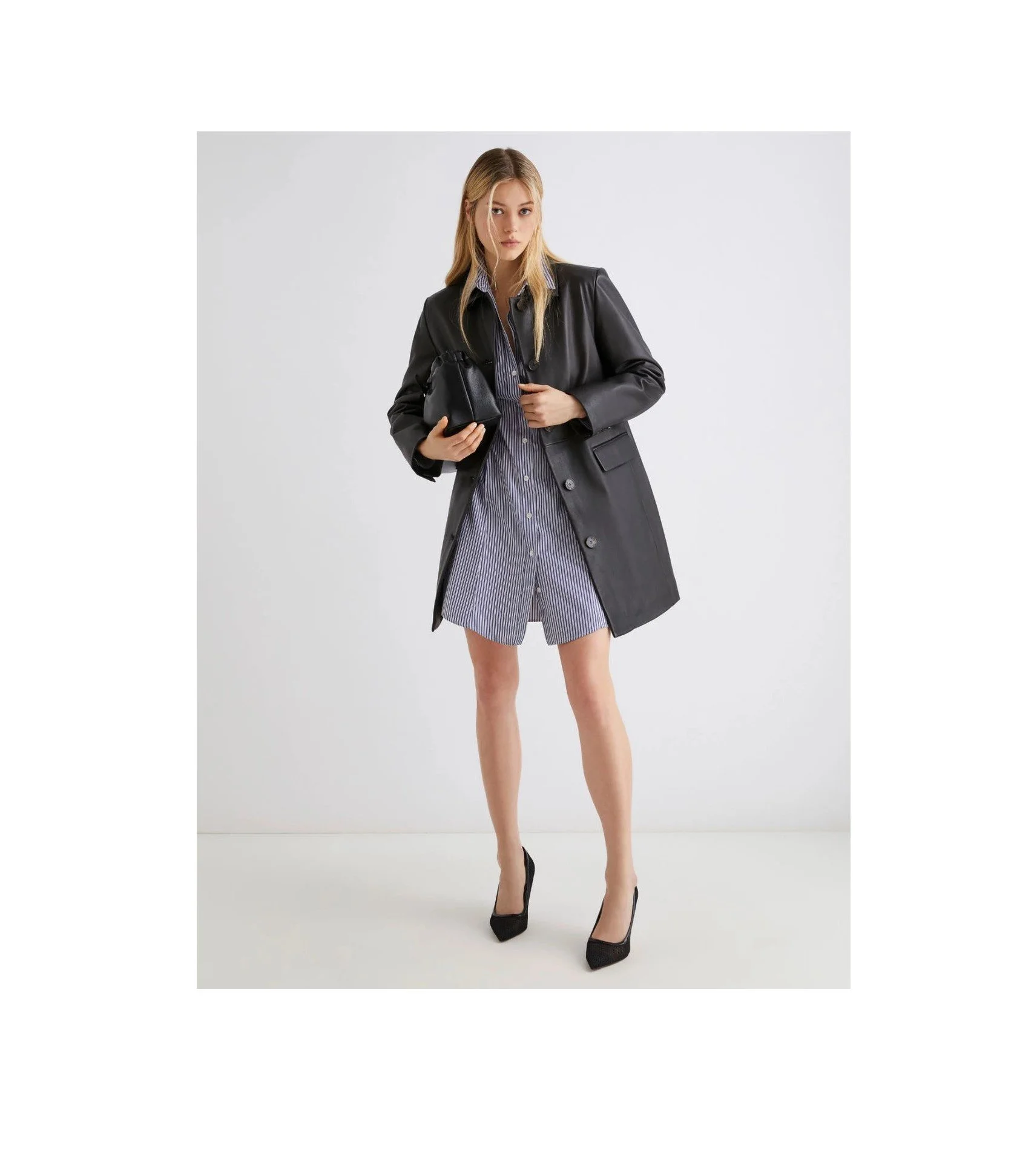 Marella Long Leather Jacket                              Dark Brown