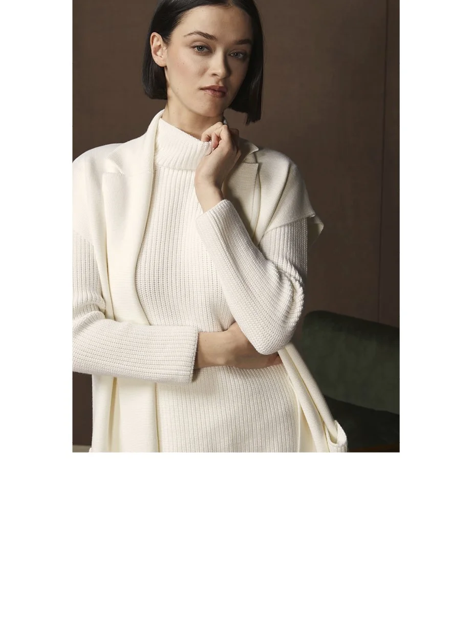 Gran Sasso Pure Wool Mock Neck Jumper                                     Winter White