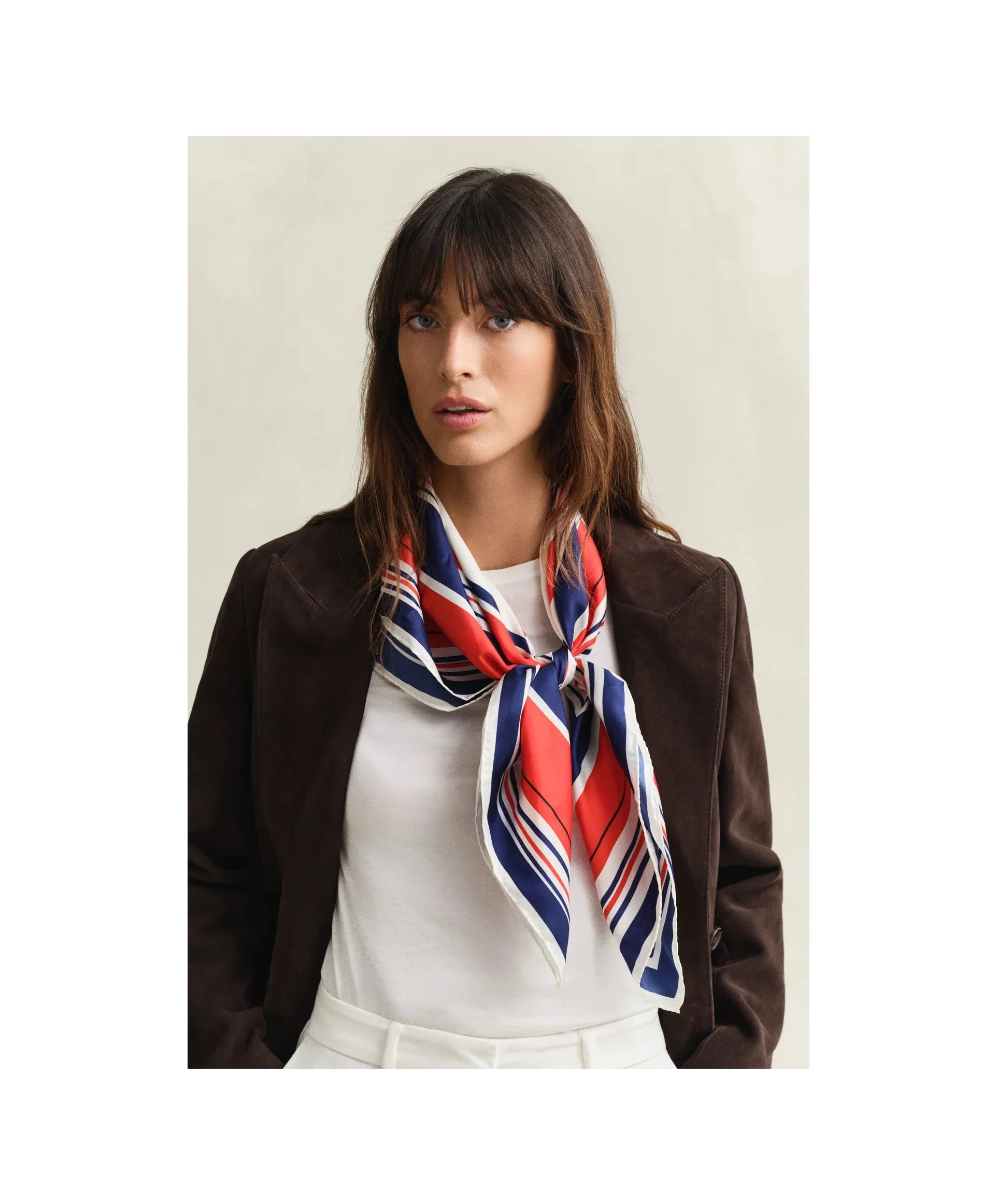 Gant Nautical Stripe Silk Scarf                     Perfect Red & Navy