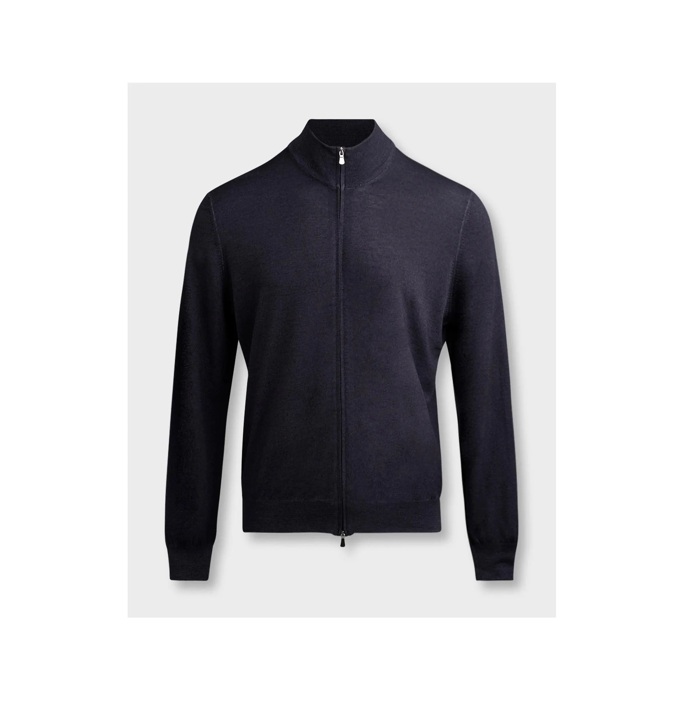 Gran Sasso Virgin Wool Zip Knit Cardigan                       Anthracite