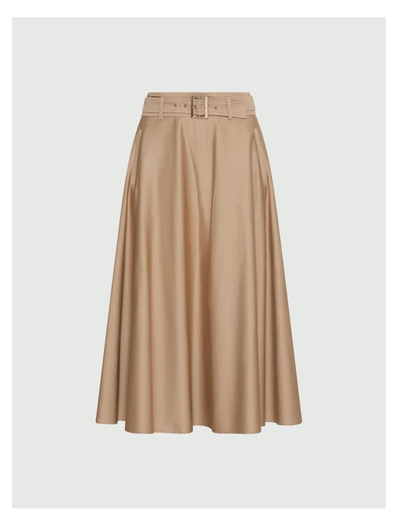 Marella Water-repellent stretch cotton satin skirt - NATURAL