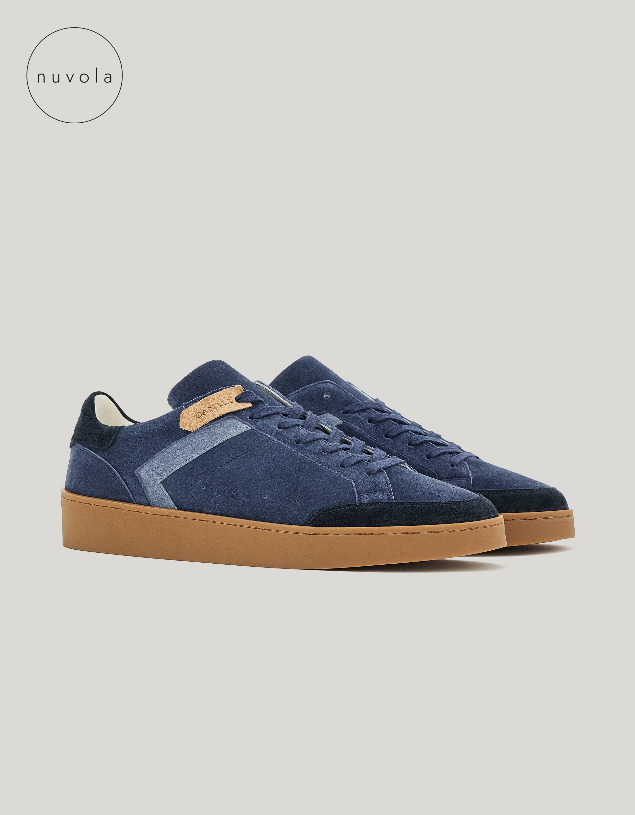 Canali Nuvola Sneakers in calfskin suede                              Blue