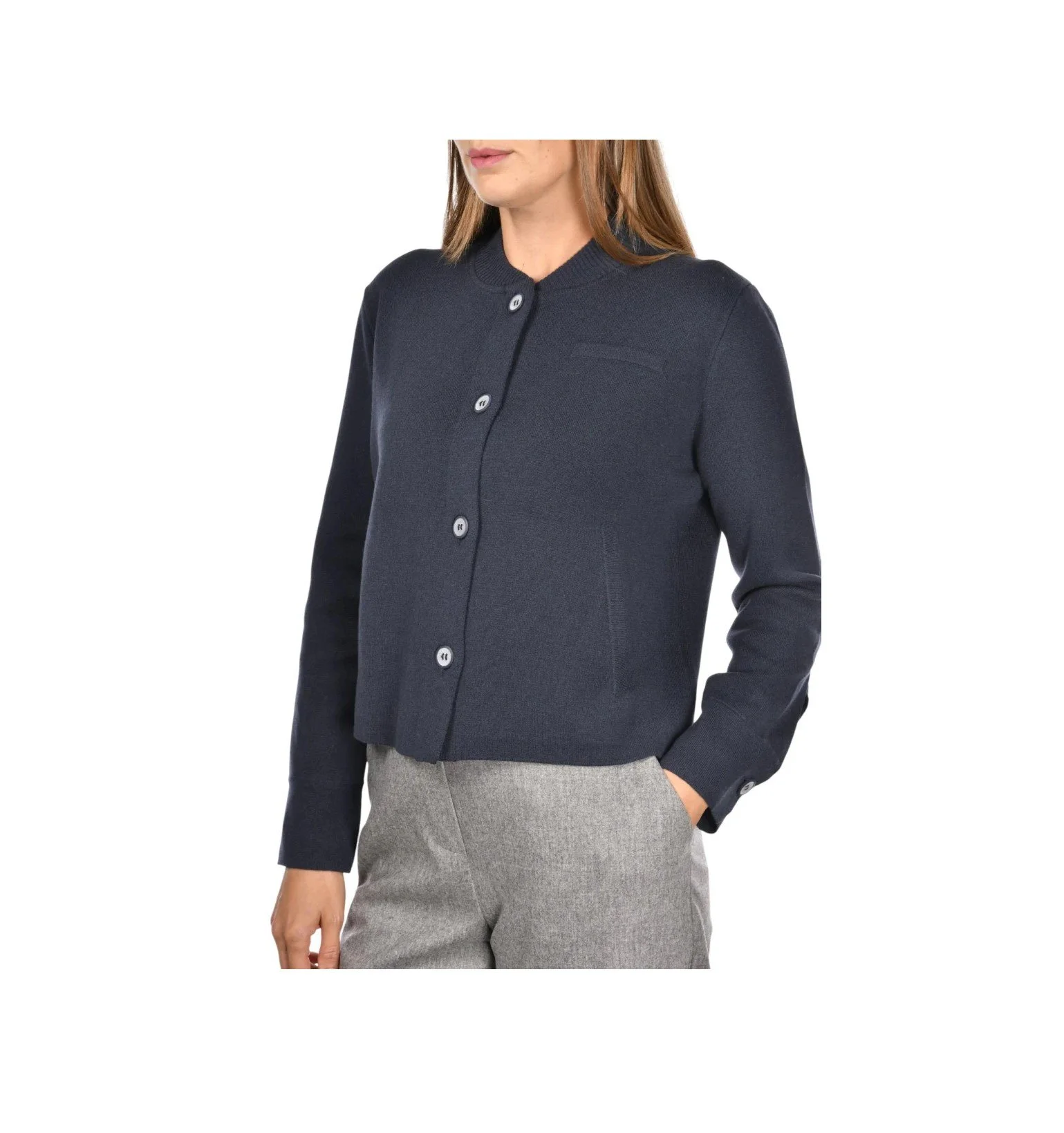 Gran Sasso Wool & Cashmere Knit Jacket                                                Navy