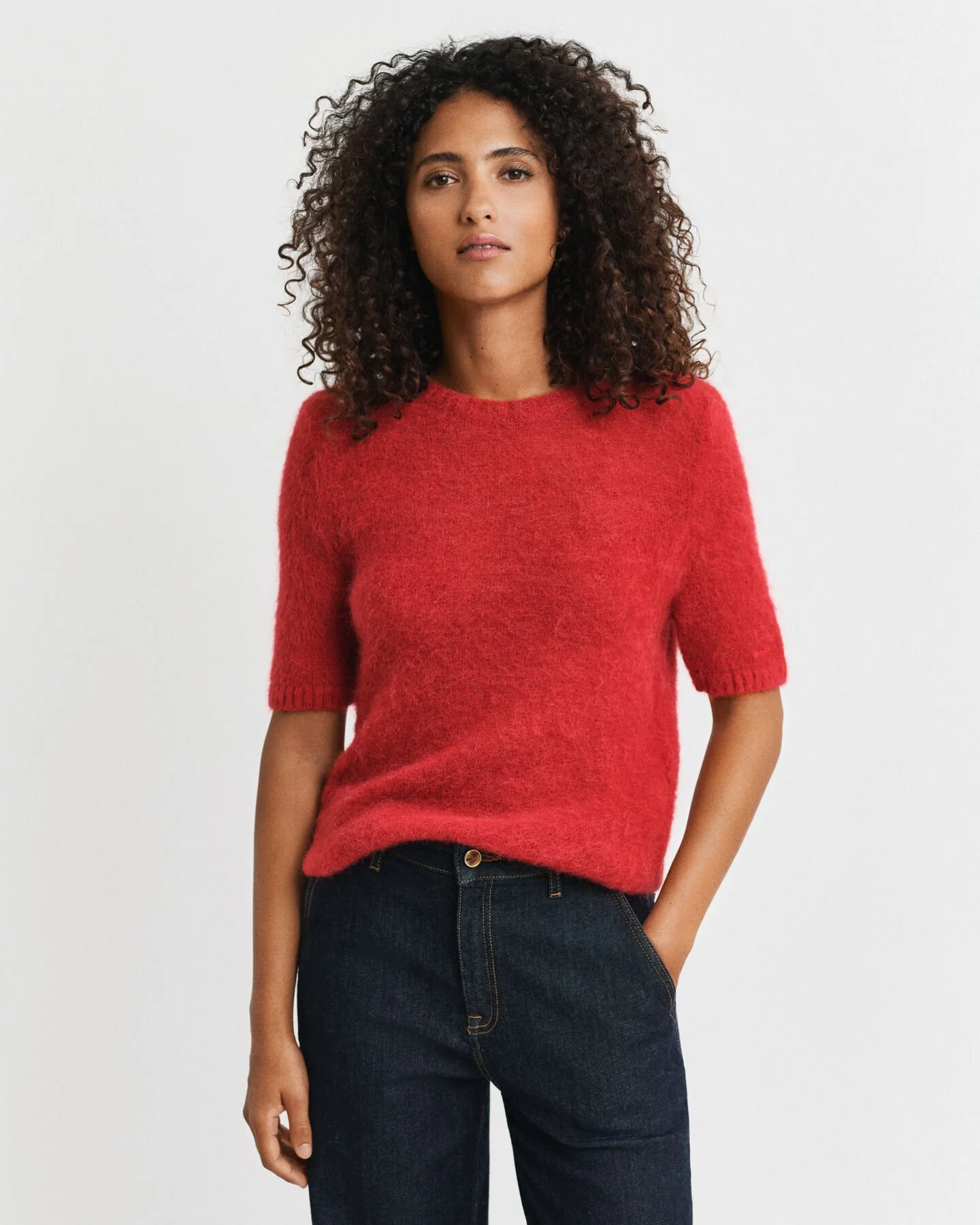 Gant Mohair Blend Short Sleeve Knit                                                                          Red
