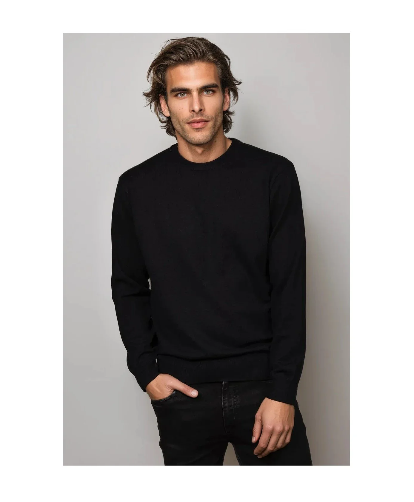 Gran Sasso Extra Fine Merino Crew Neck                      Black
