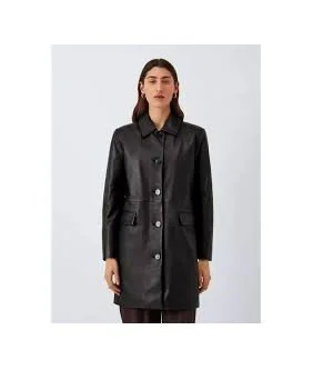 Marella Long Leather Jacket                              Dark Brown