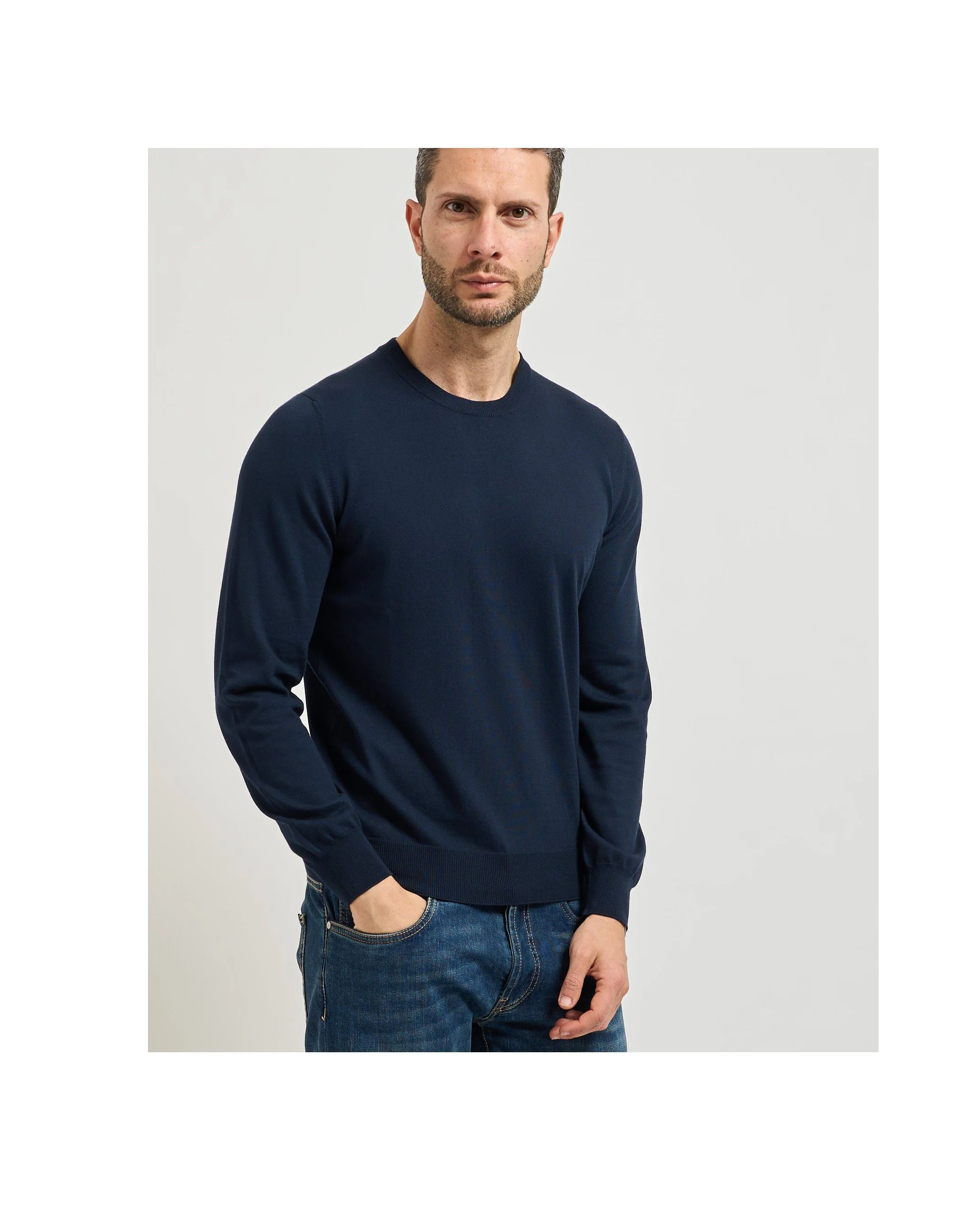 Gran Sasso Merino Wool Crew Neck               NAVY