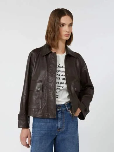 Weekend Max Mara Berbice Leather Jacket                   Dark Brown