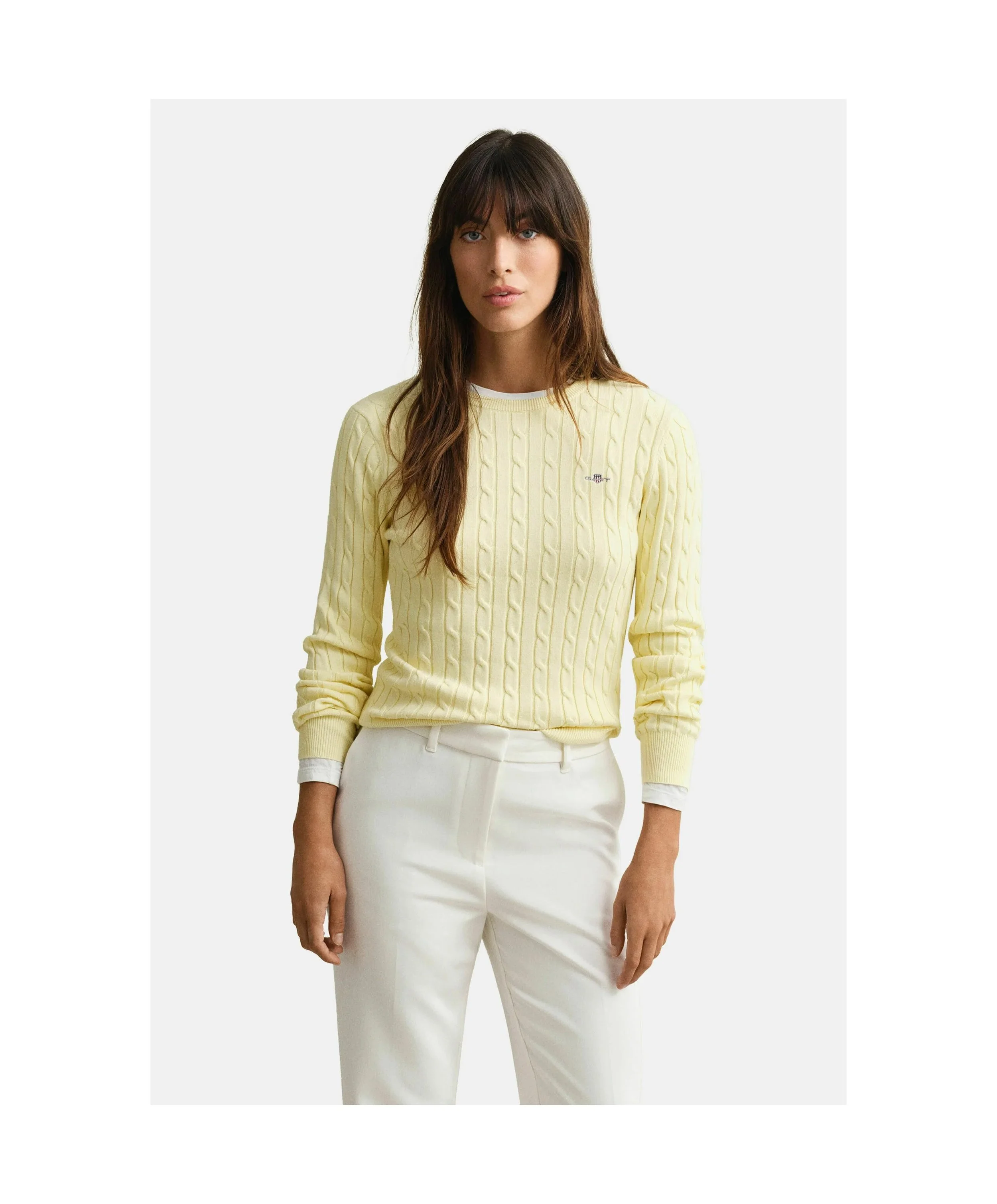 Gant Cable Knit Cotton Jumper                                       Vanilla Yellow