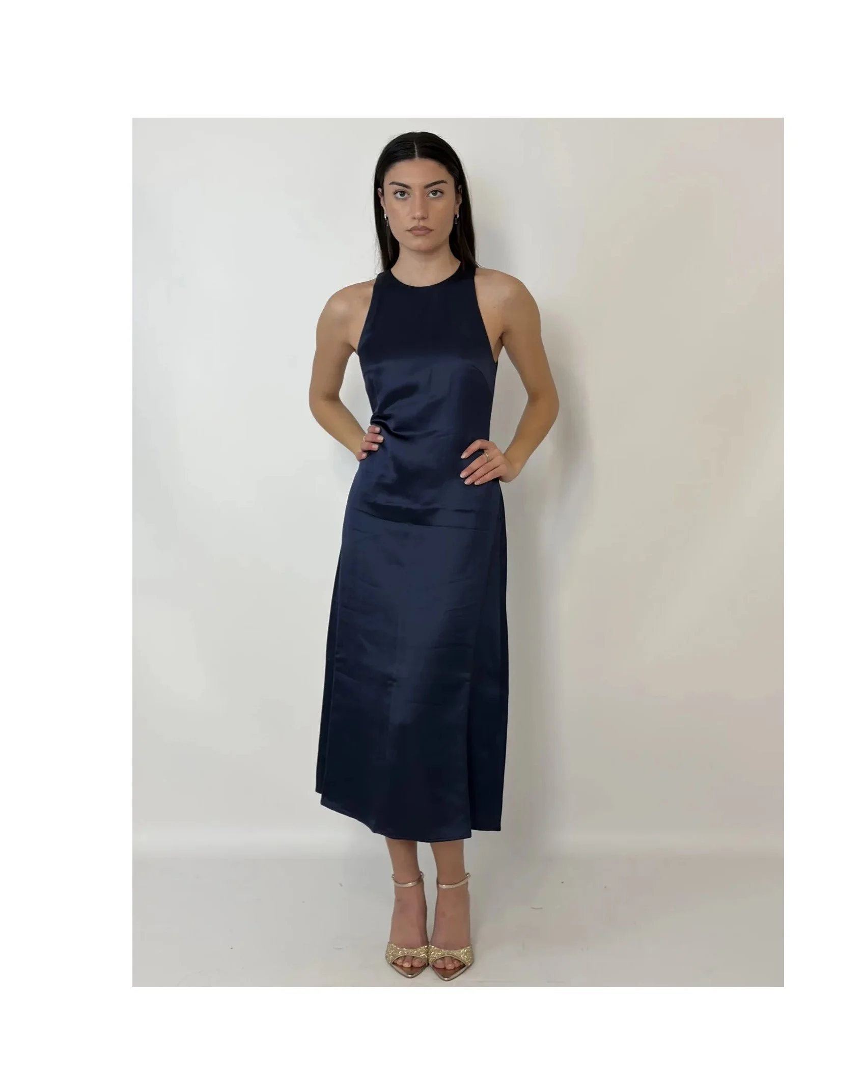 EMME MARELLA Vicose/Linen Cocktail Dress                                      Midnight Blue