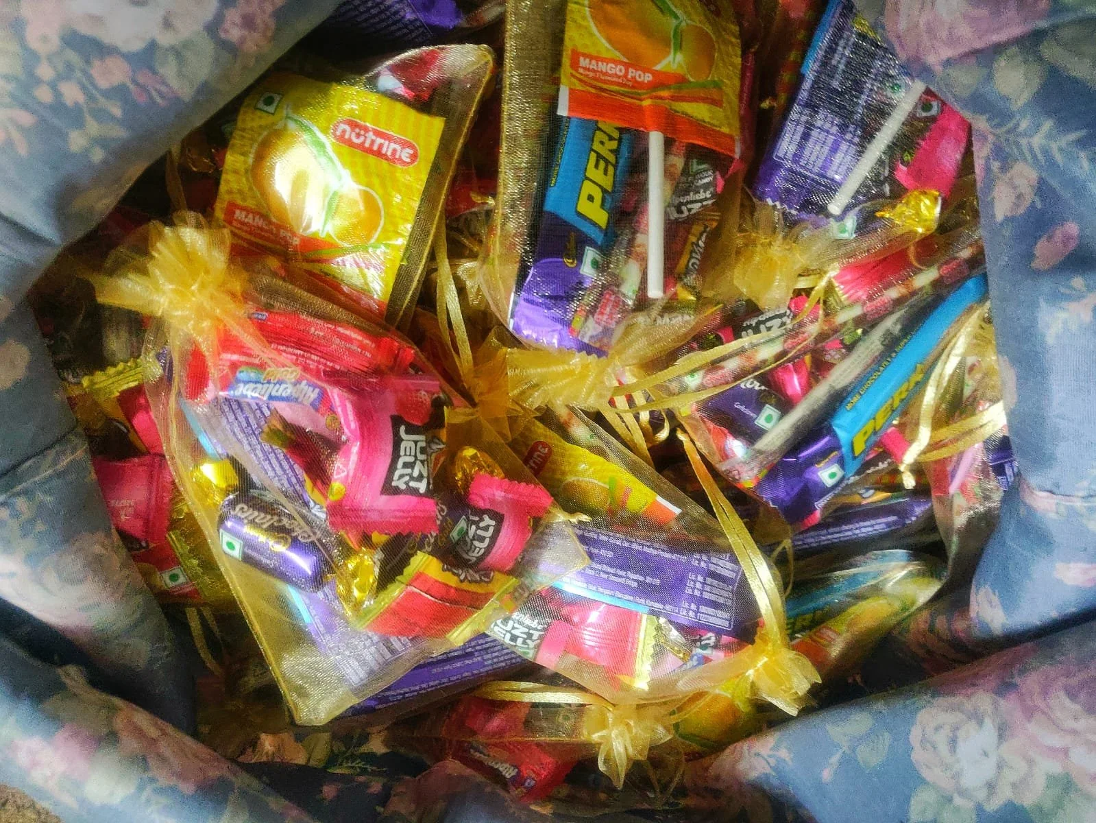 A bag of party return gift candy