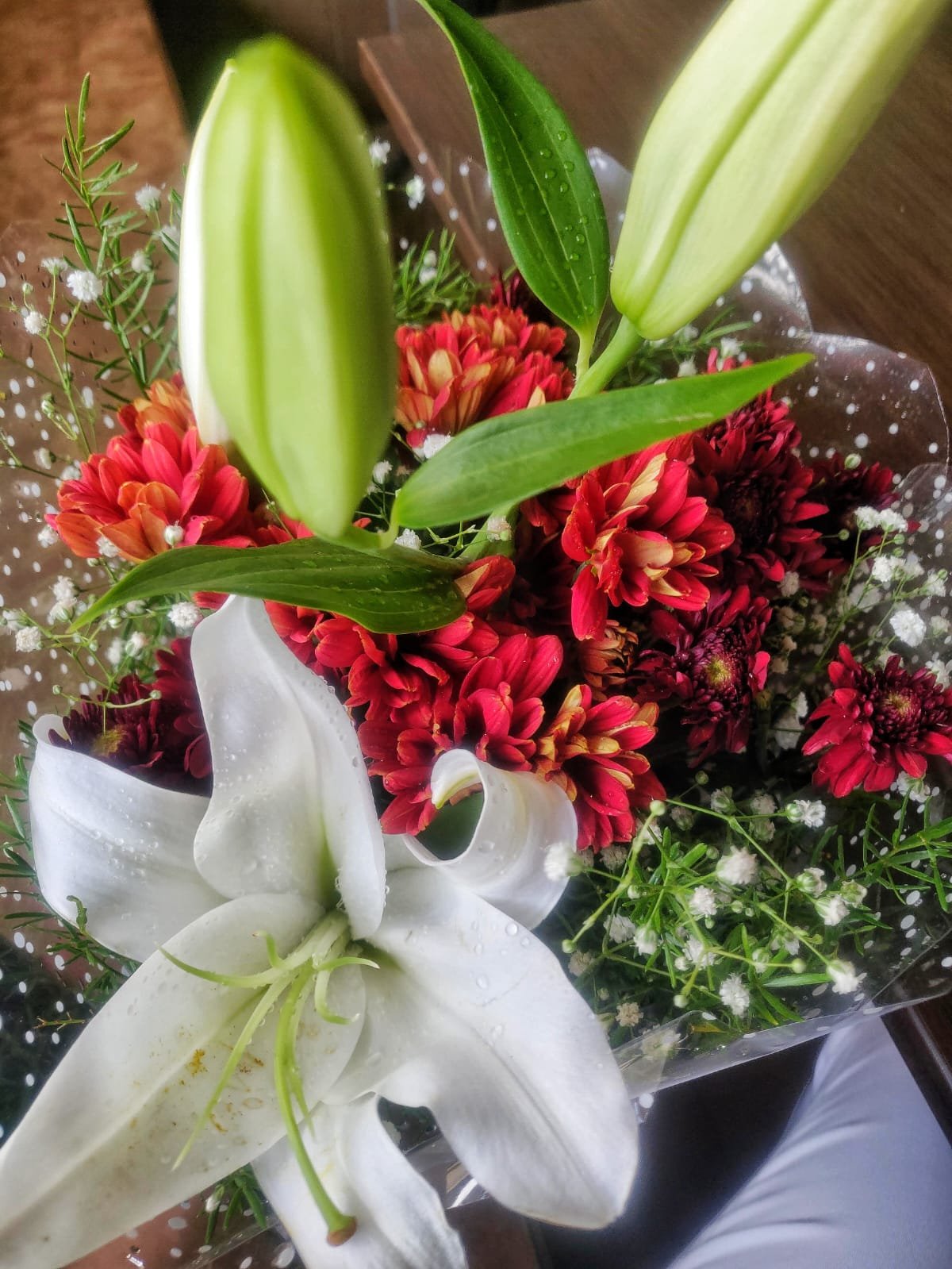 Flowers and white tulips