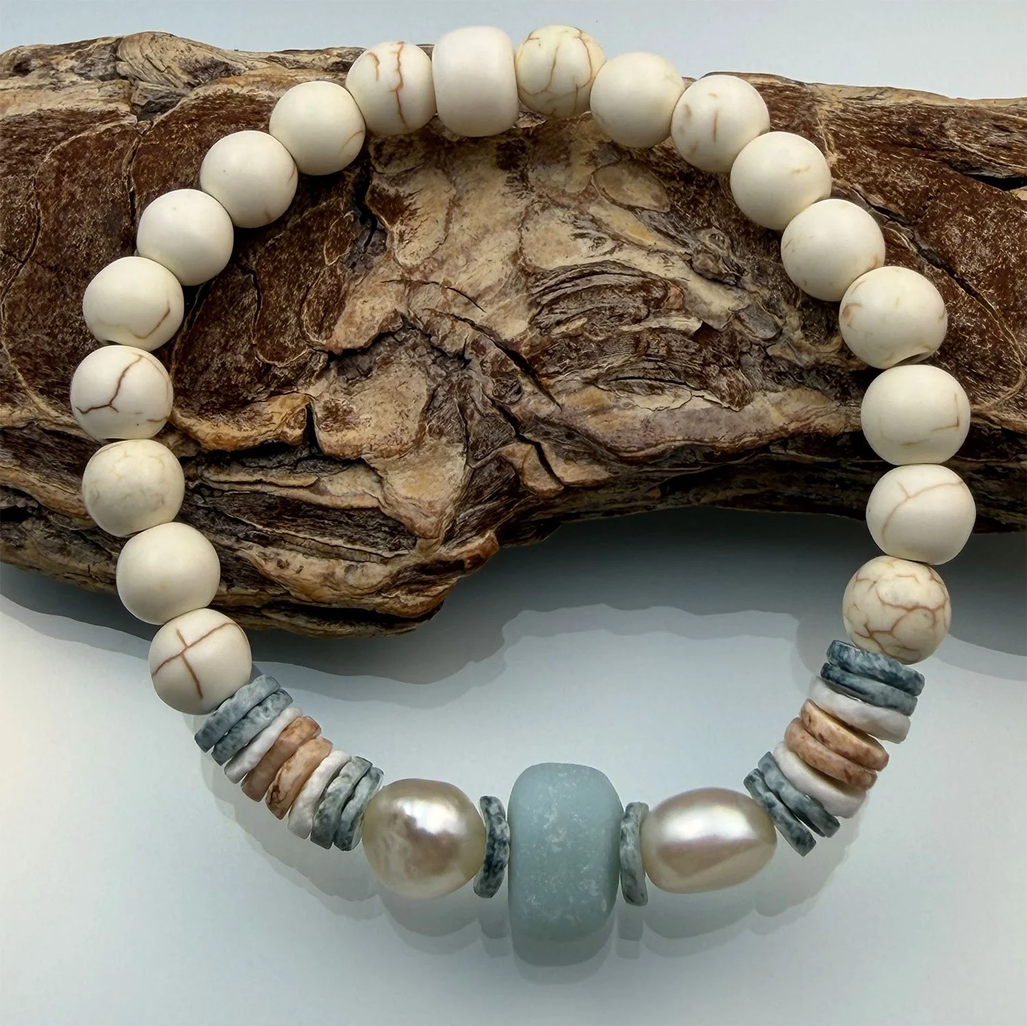 Azurite Milk Glass Bracelet