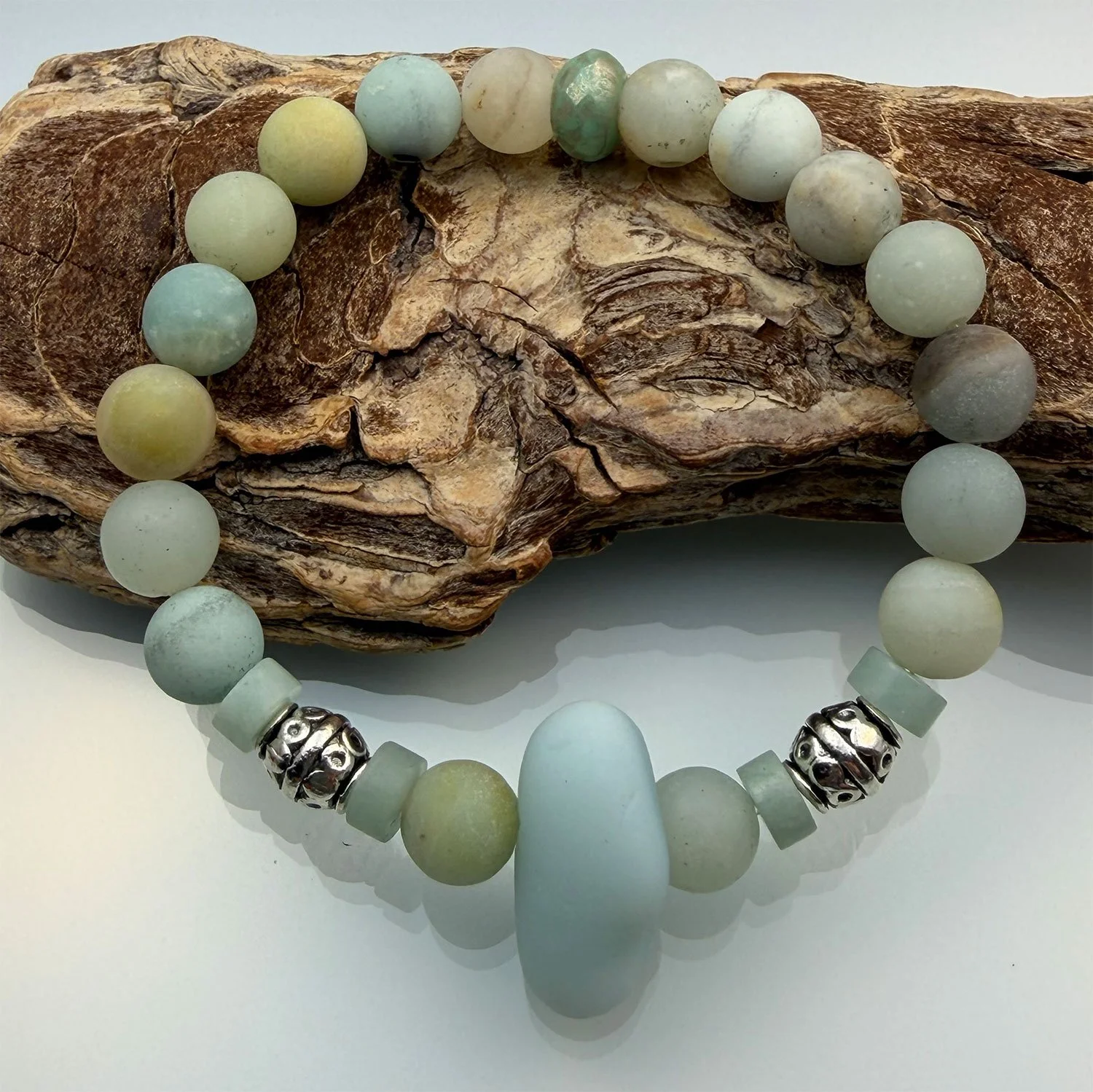 Azurite Milk Glass Bracelet