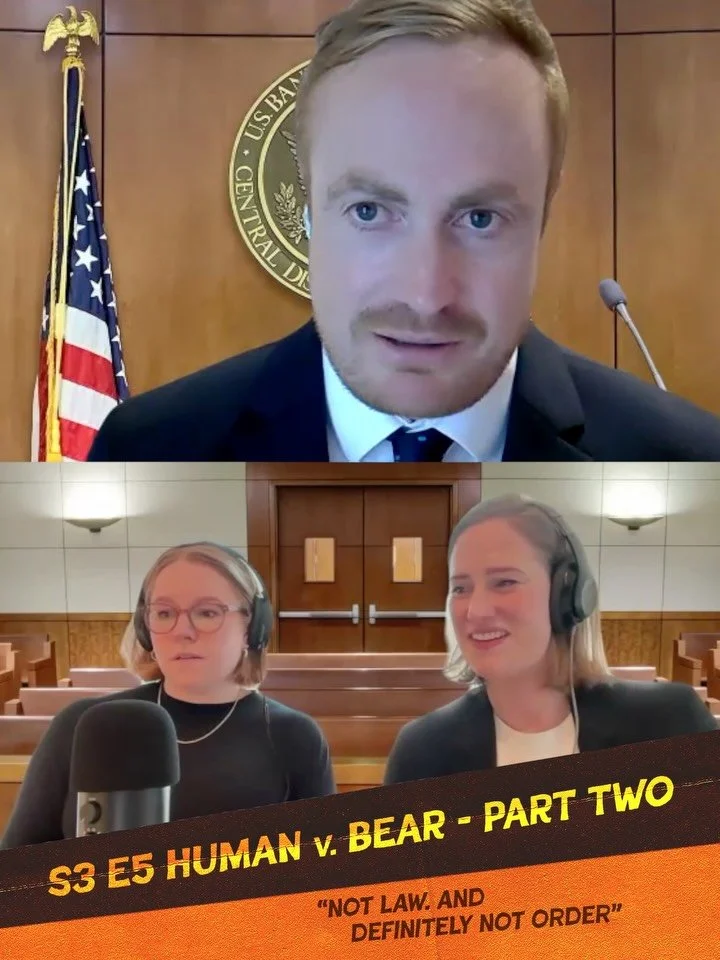 Chaos erupts in the courtroom as Karen and Lauren go head-to-head as opposing counsel.

All eyes turn to the jury - our parents - as they deliver their verdict. What will they decide: Human or Bear?

Listen to Human v. Bear Part 2 now and render your