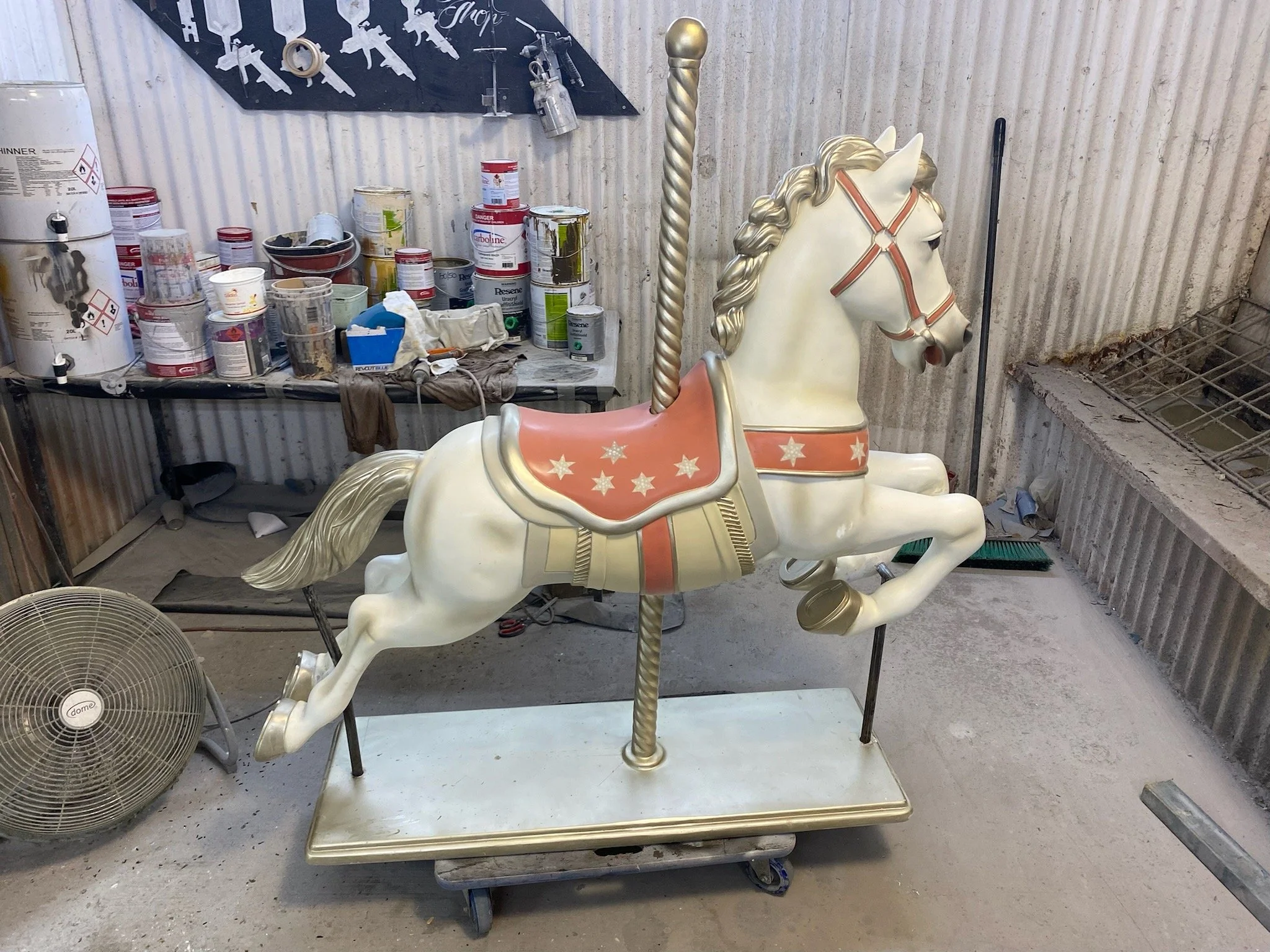 Carousel horse painted by Matt Smidt at Natureworks Australia