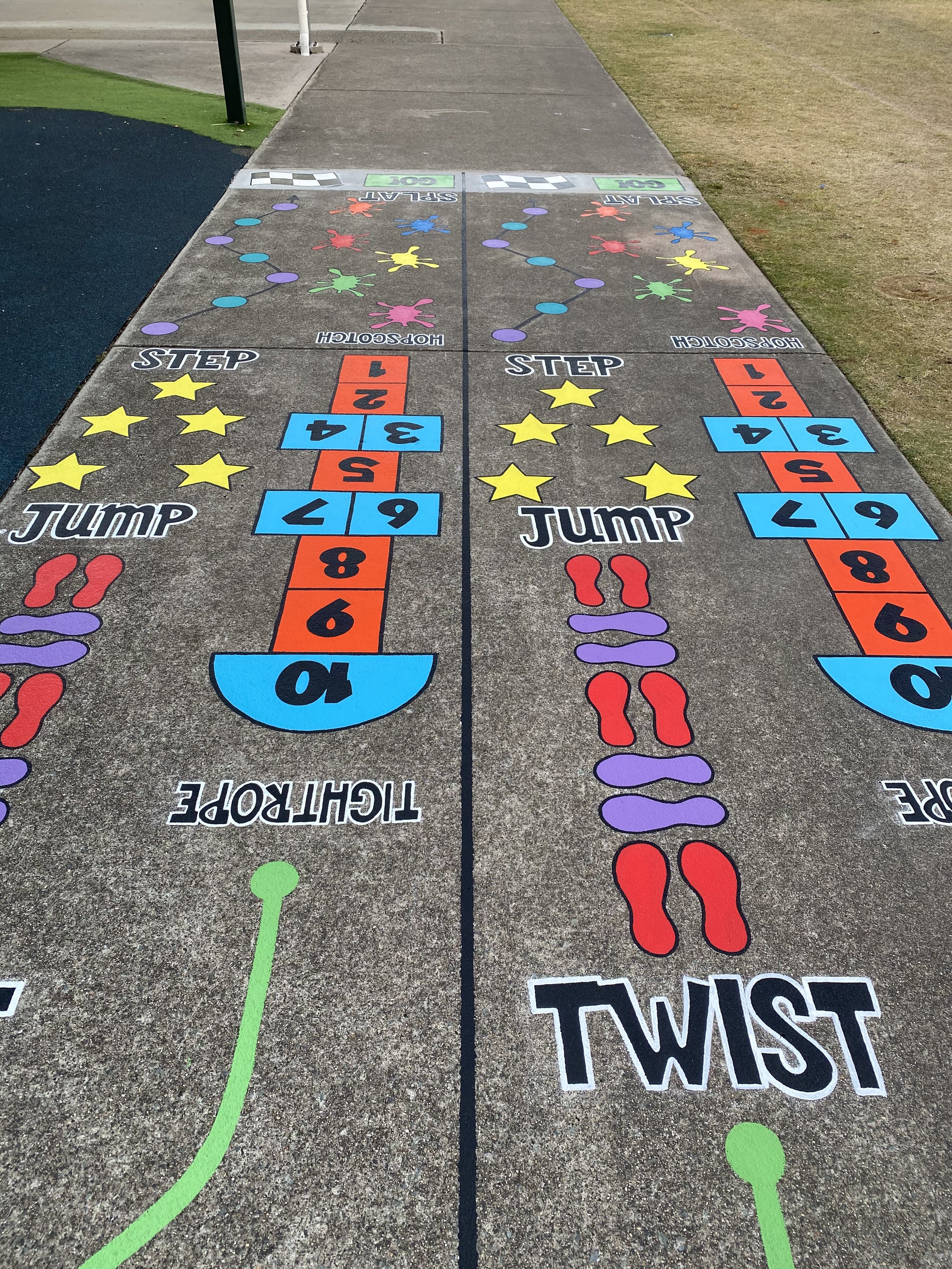  Kids Exercise Course Mueller College painted by mural artist Matt Smidt in Rothwell Brisbane 
