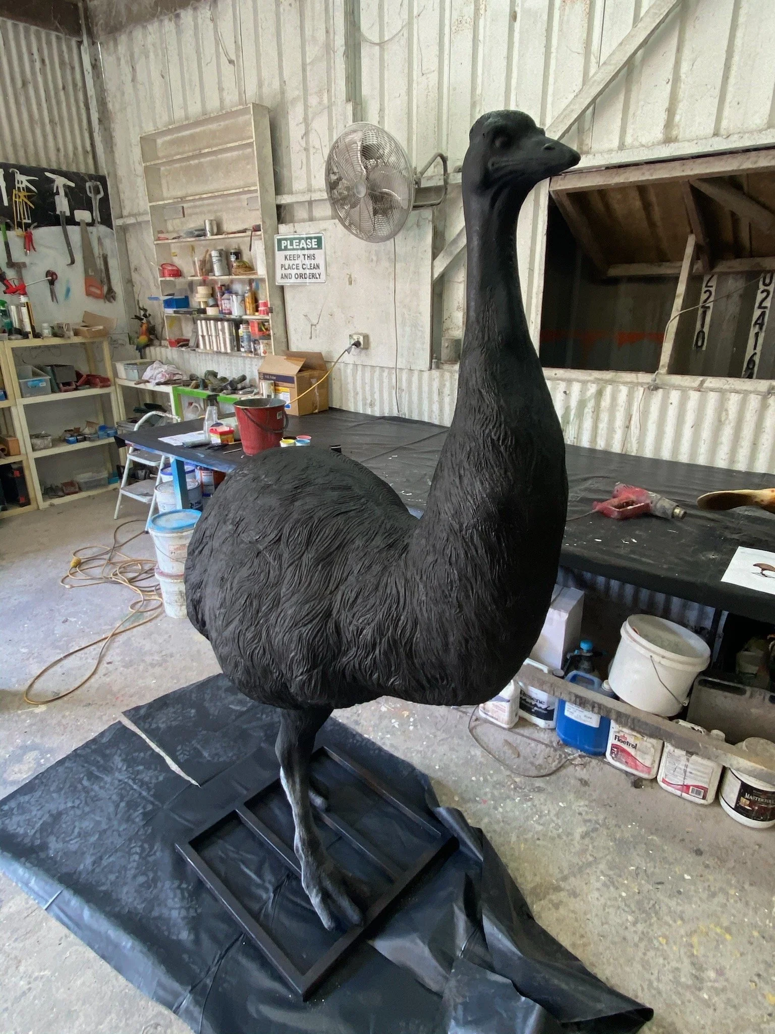 Black emu painted by Matt Smidt at Natureworks Australia