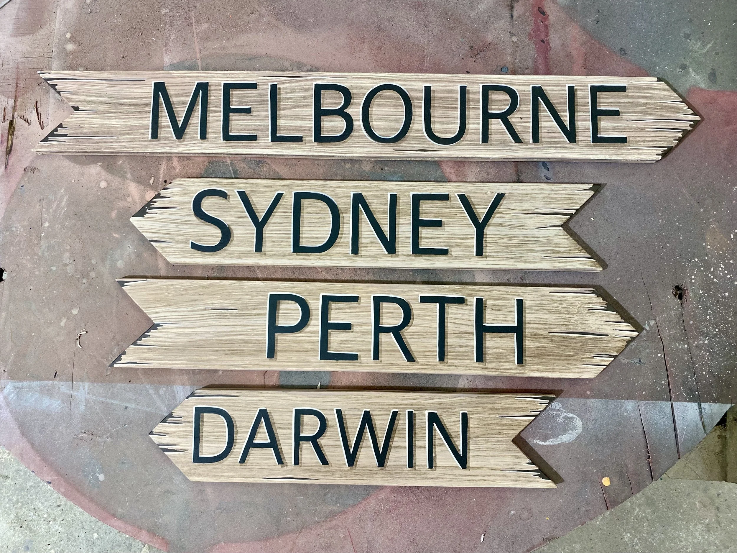 Signage painted by Matt Smidt at Natureworks Australia